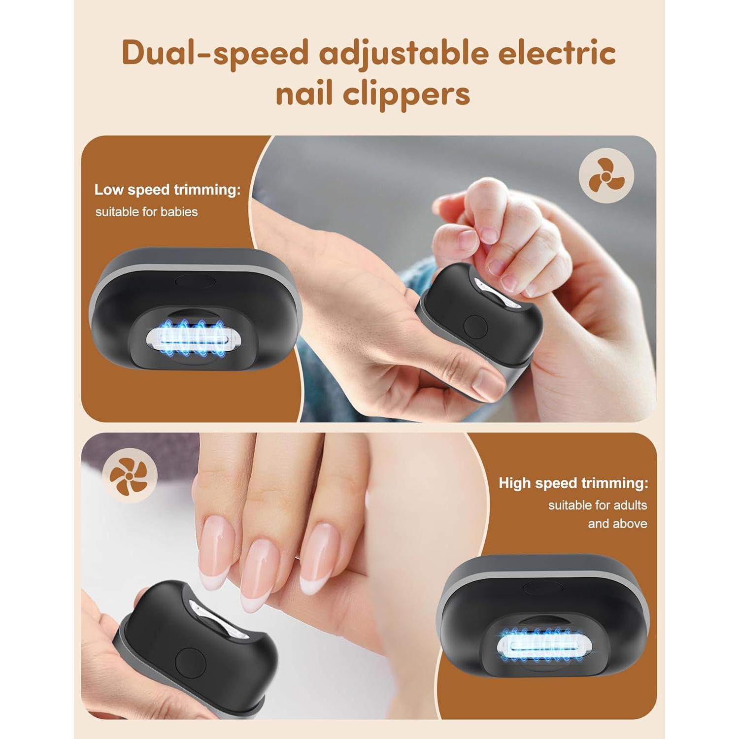 Cortador de Uñas Eléctrico KoziHarmni Recargable USB 2 Velocidades