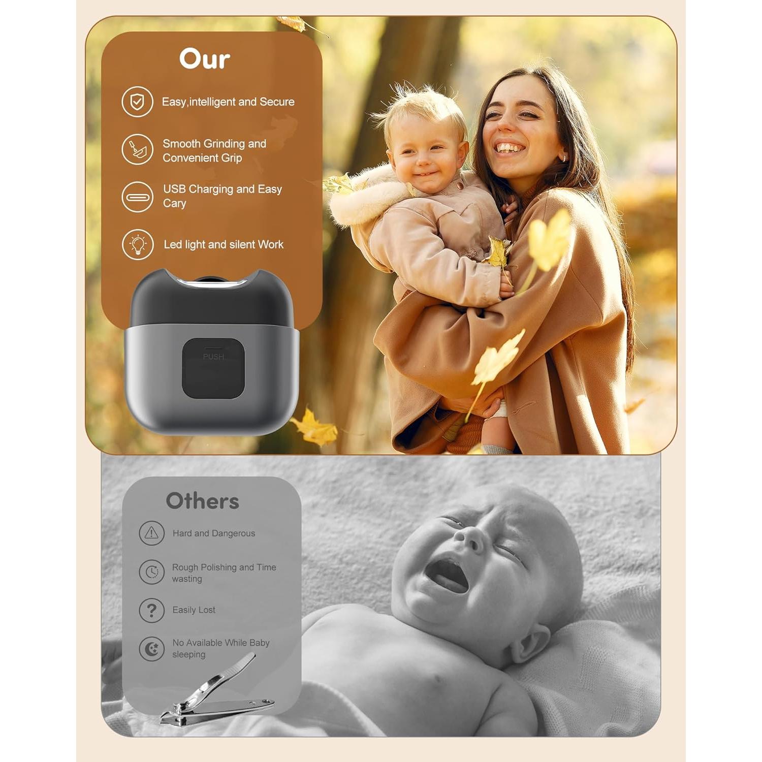 Cortador de Uñas Eléctrico KoziHarmni Recargable USB 2 Velocidades