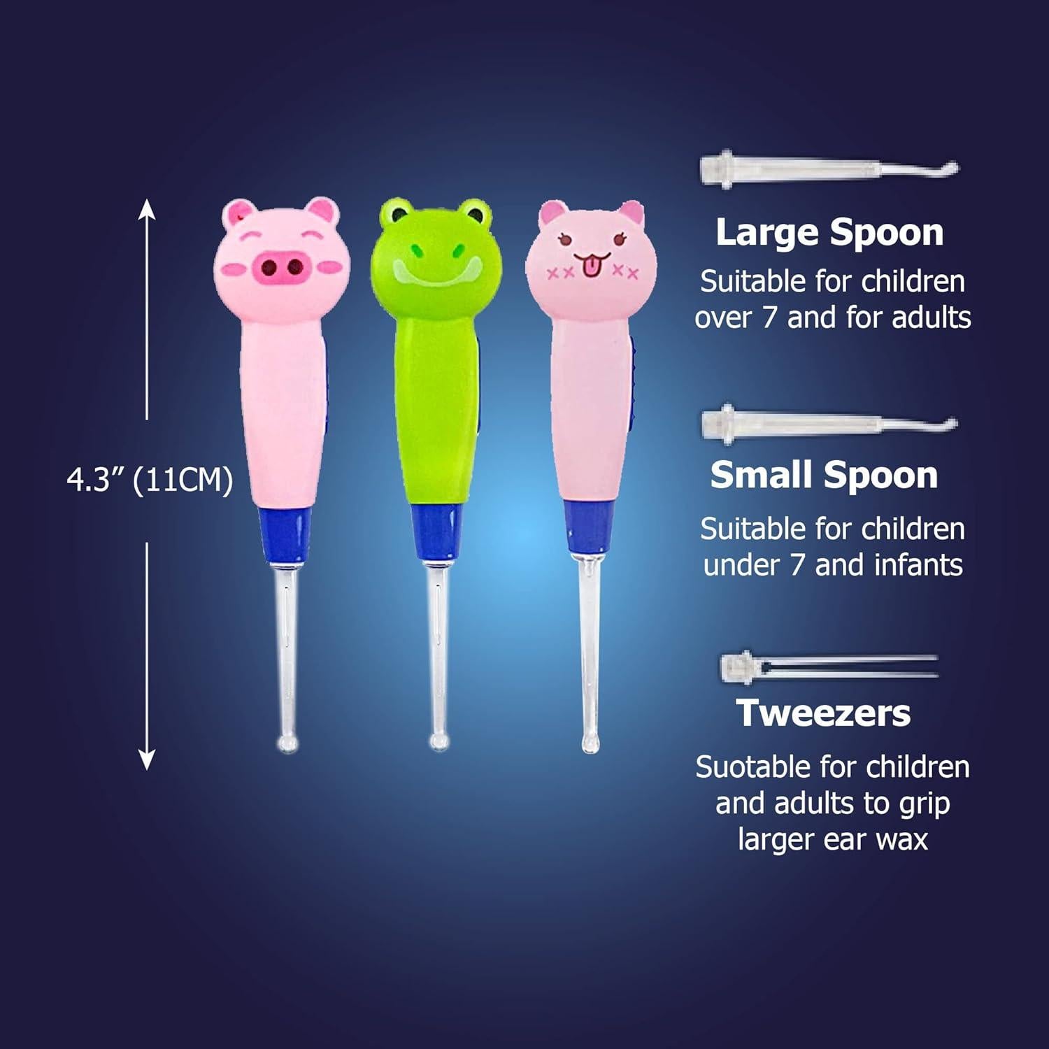 Herramienta de Extracción de Cerumen Clean Ear con Luz LED 3Pzas