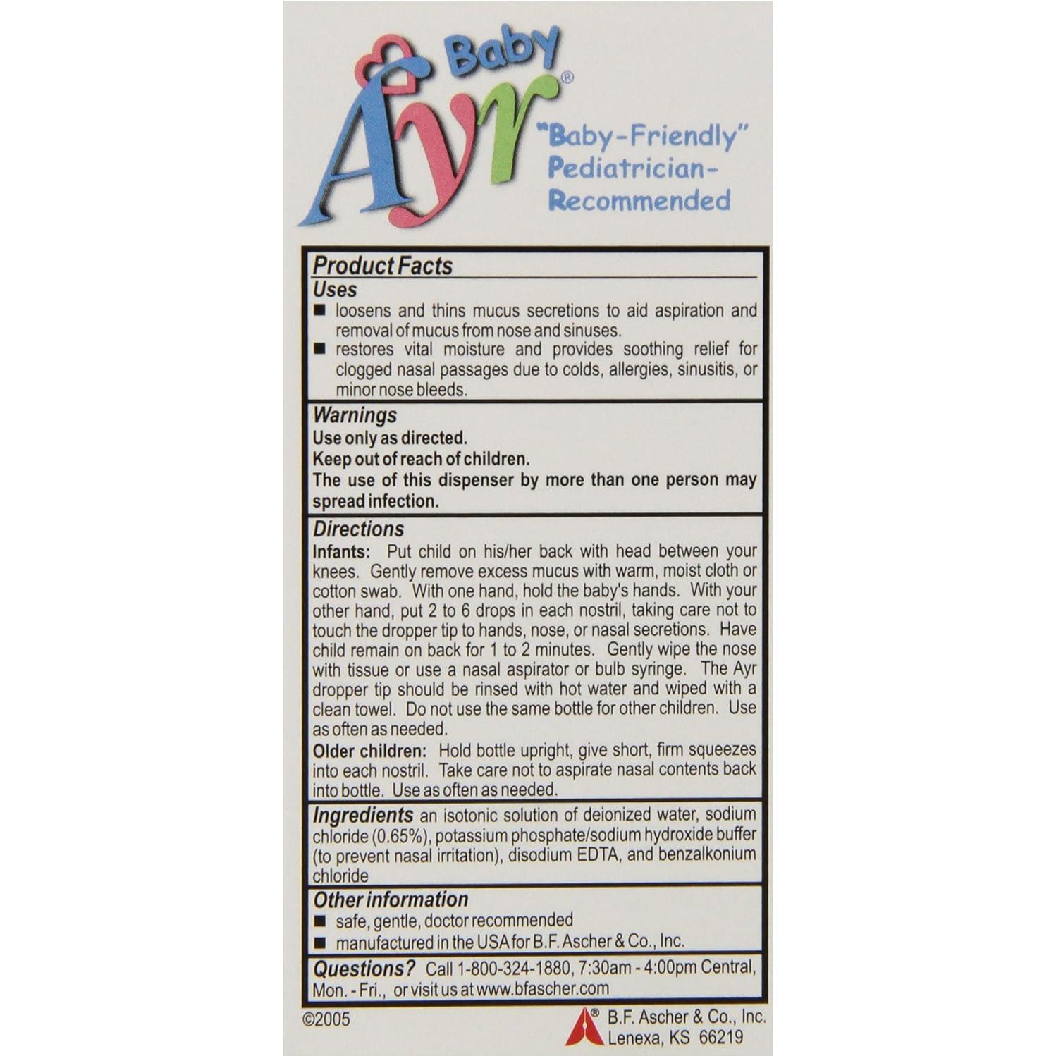 Gotas Salinas para Nariz Baby Ayr 30ml - Paquete de 1