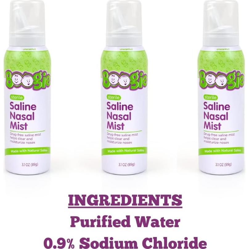 Spray Nasal Salino Boogie Baby 3 Paquetes de 90 ml Alivio Alergias