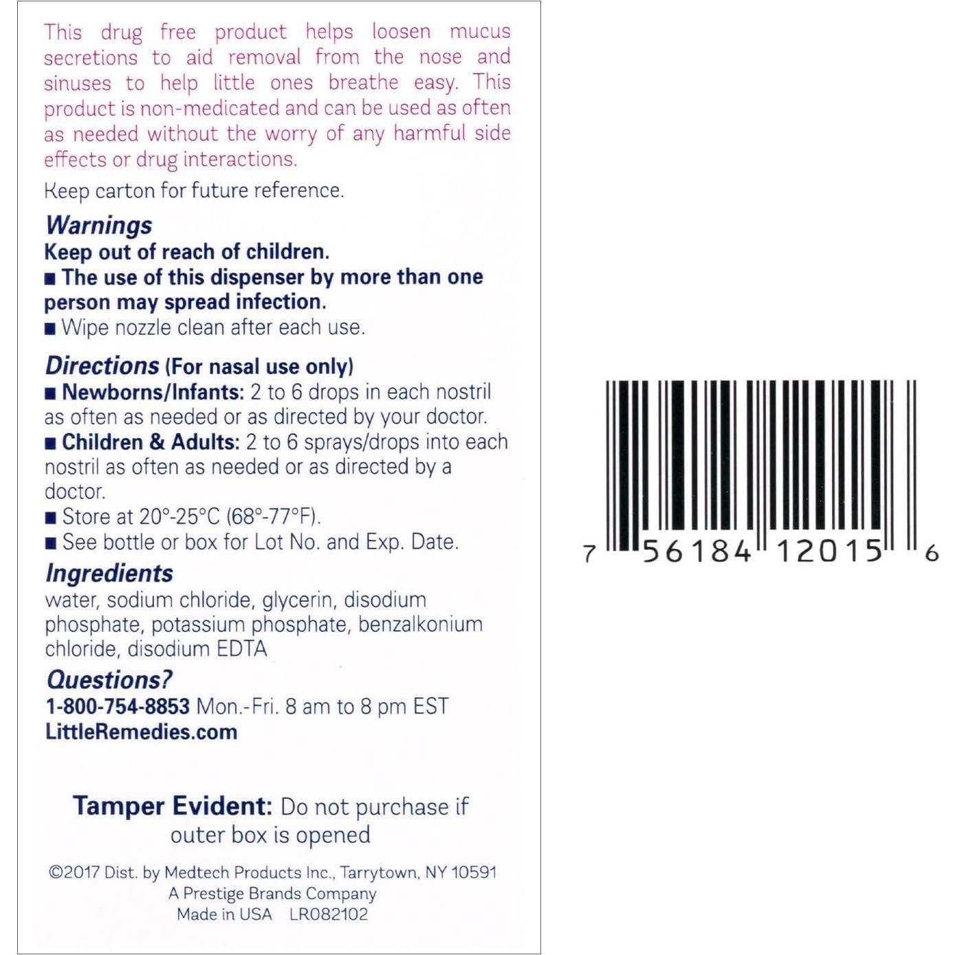 Spray y Gotas Salinas Pequeños Remedios 15 ml - Alivio Nasal Bebés