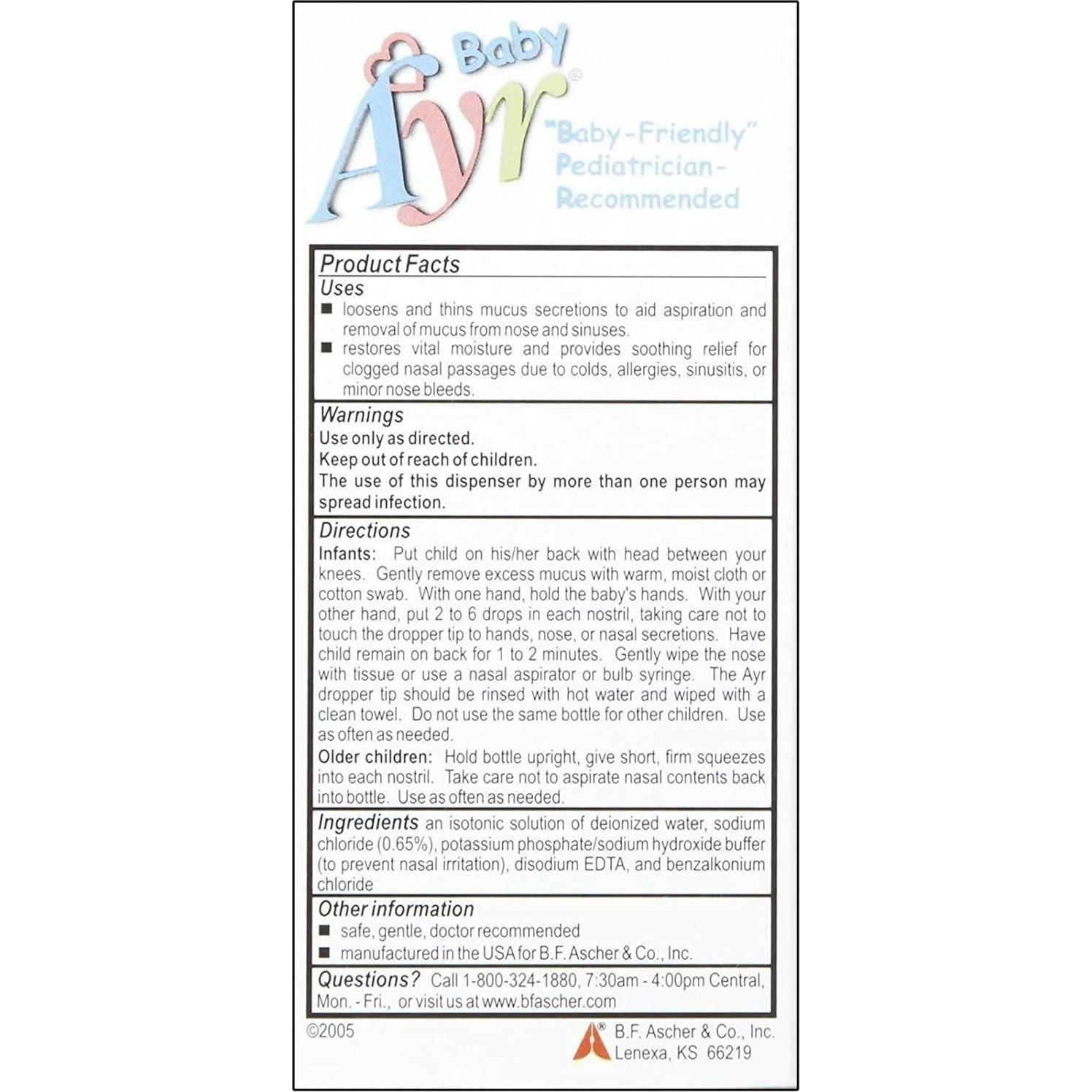 Spray Nasal Salino Baby Ayr 3 Botellas de 30 ml