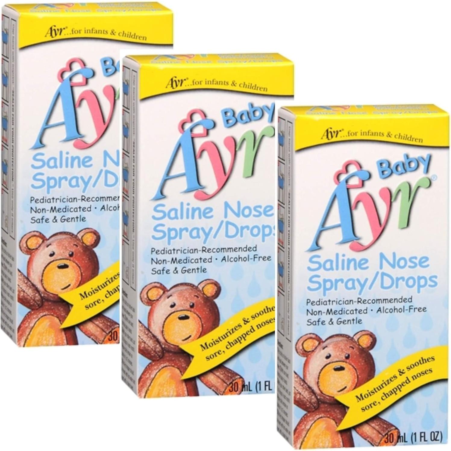 Spray Nasal Salino Baby Ayr 3 Botellas de 30 ml