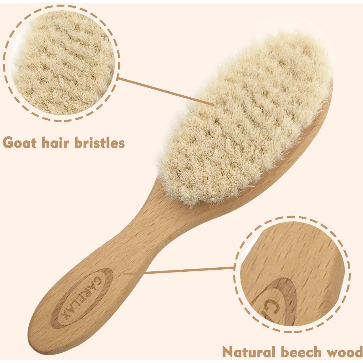 Juego de Cepillo y Peine para Bebés CARELAX - Madera y Cerda Natural