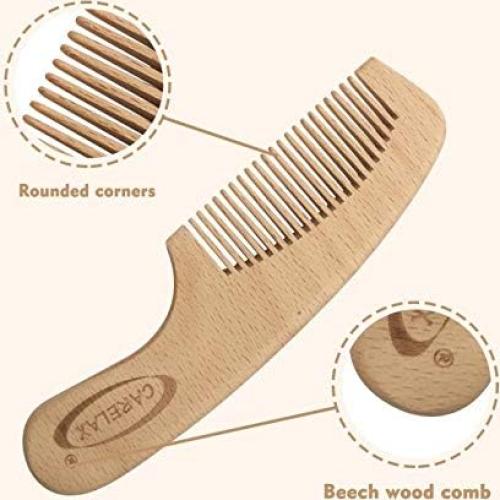 Juego de Cepillo y Peine para Bebés CARELAX - Madera y Cerda Natural
