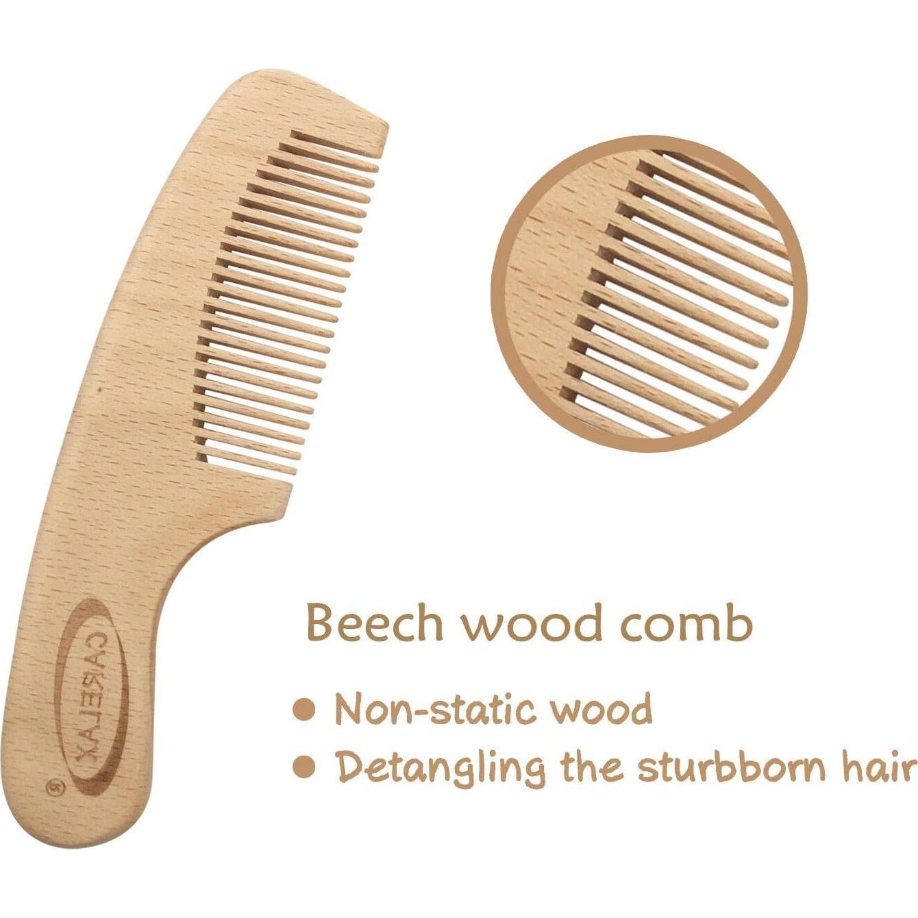 Juego de Cepillo y Peine para Bebés CARELAX - Madera y Cerda Natural