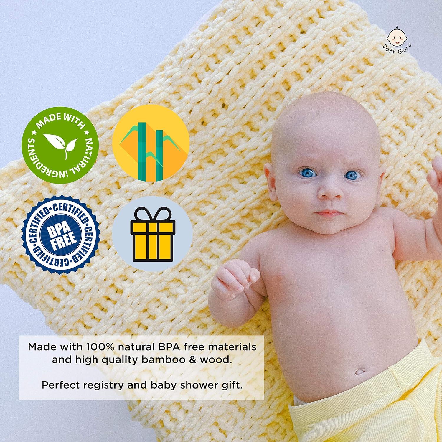 Juego de Cepillo y Peine para Bebés Soft Guru - Madera Natural