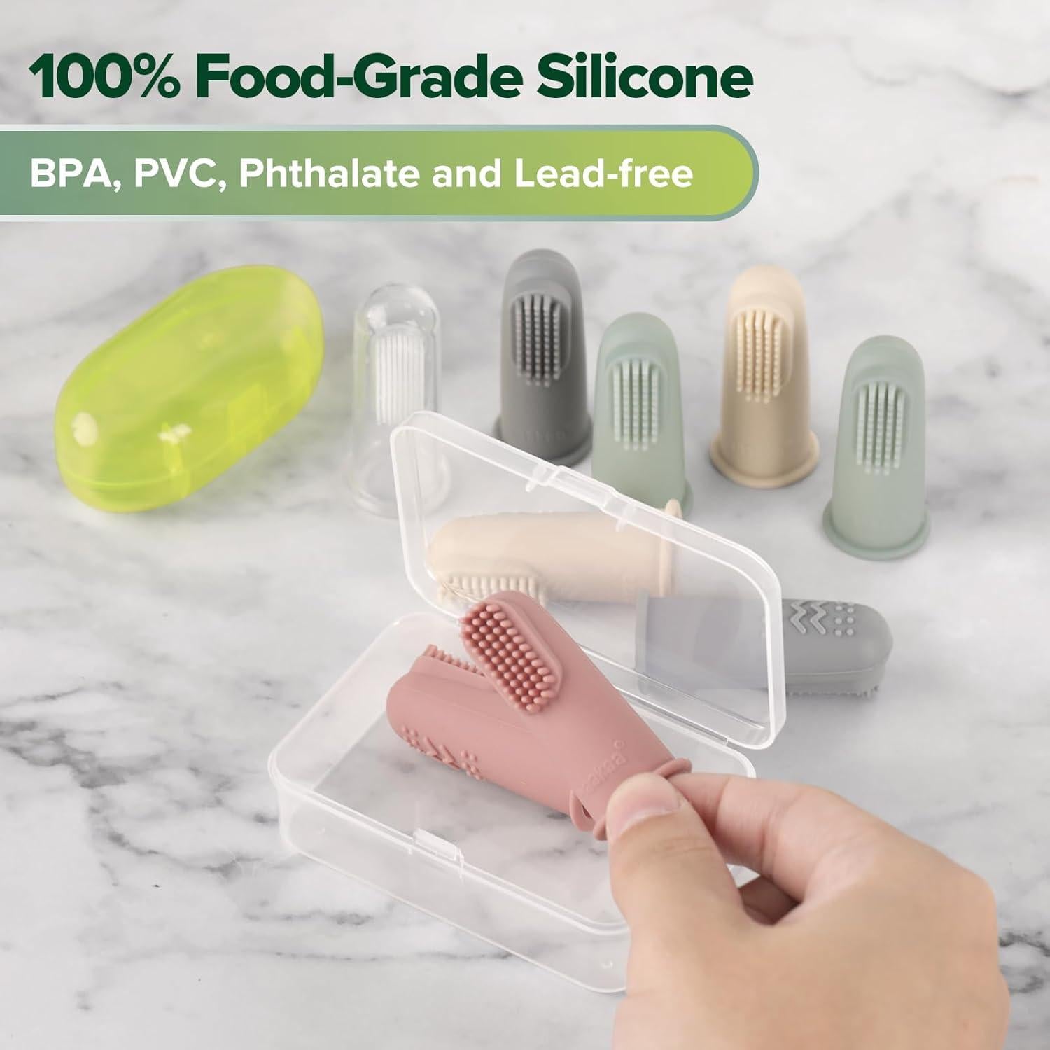 Cepillo de Dedo de Silicona Haakaa Rubor - 2 Paquetes para Bebés