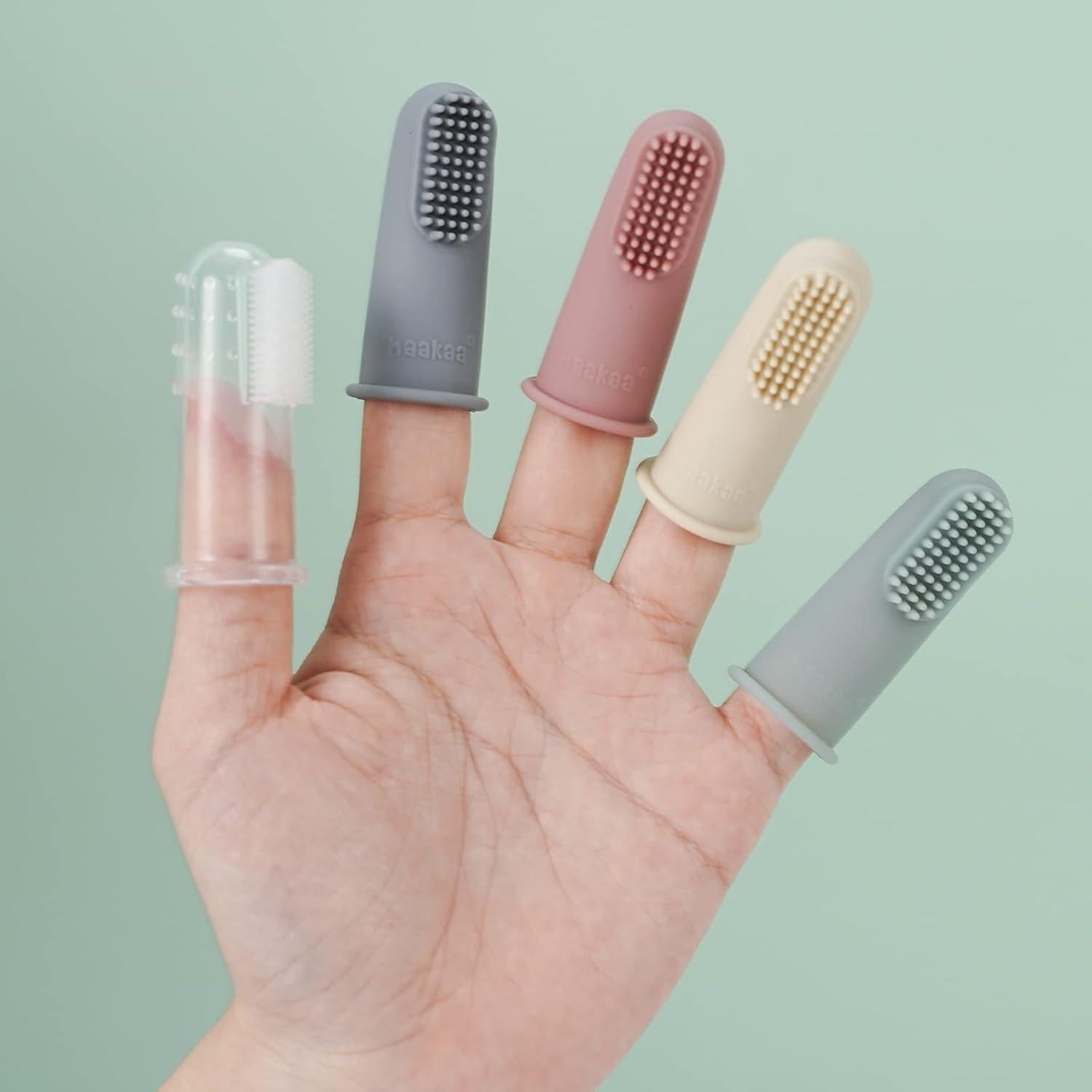 Cepillo de Dedo de Silicona Haakaa Rubor - 2 Paquetes para Bebés