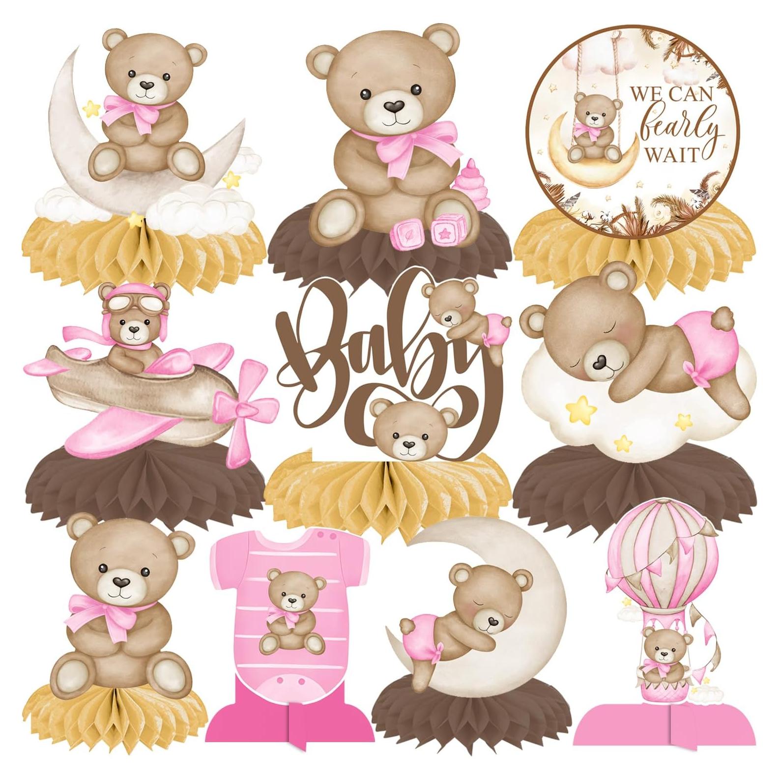 Centros de mesa de panal de oso rosa 11PCS CANDY CHEF