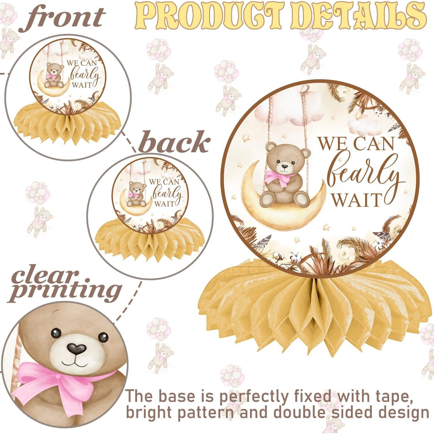 Centros de mesa de panal de oso rosa 11PCS CANDY CHEF