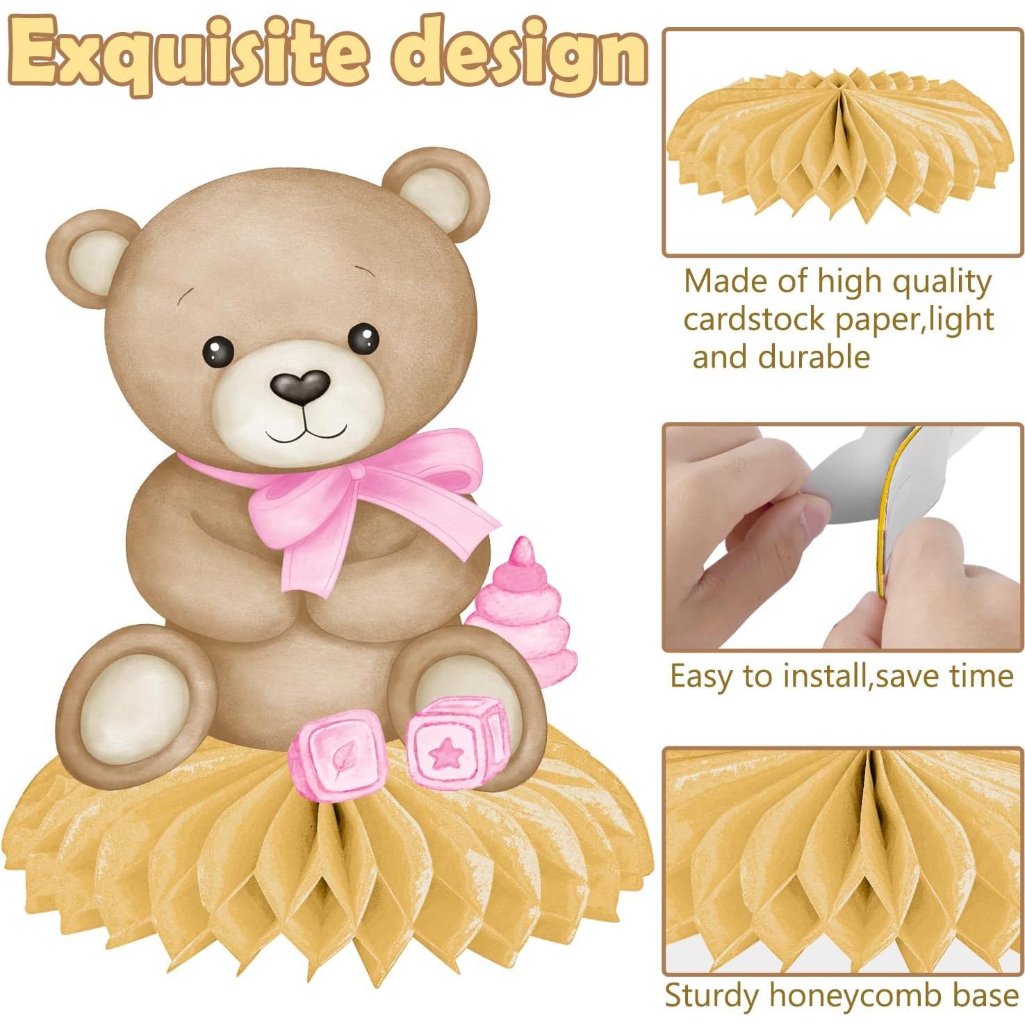 Centros de mesa de panal de oso rosa 11PCS CANDY CHEF