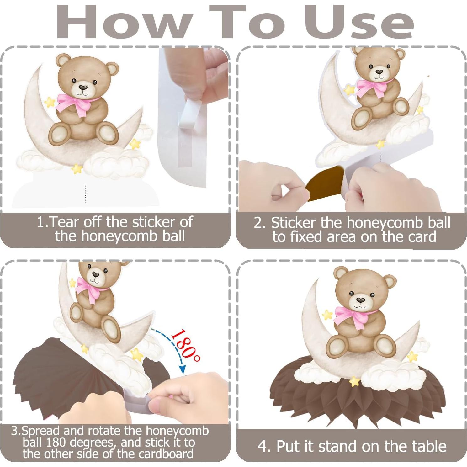 Centros de mesa de panal de oso rosa 11PCS CANDY CHEF