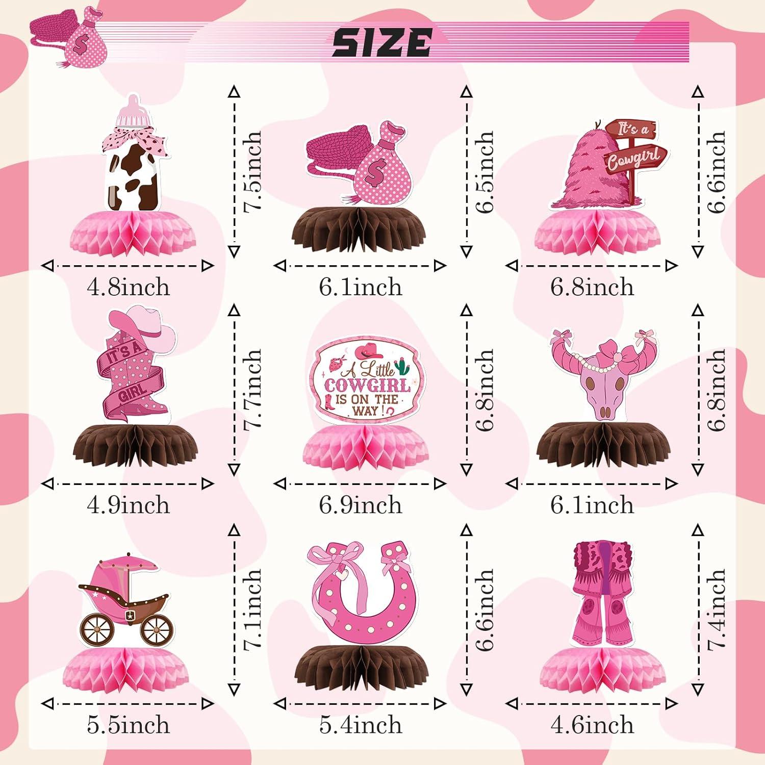 Centros de Mesa Honeycomb Vaquera Talorine 9 Piezas Rosa