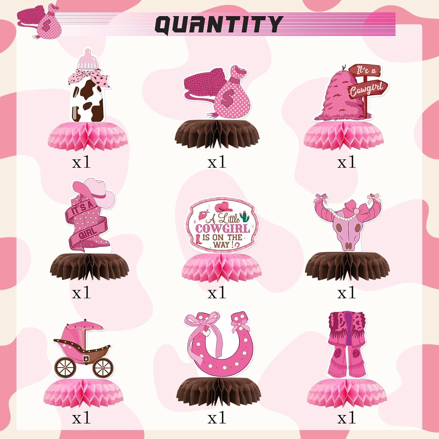 Centros de Mesa Honeycomb Vaquera Talorine 9 Piezas Rosa