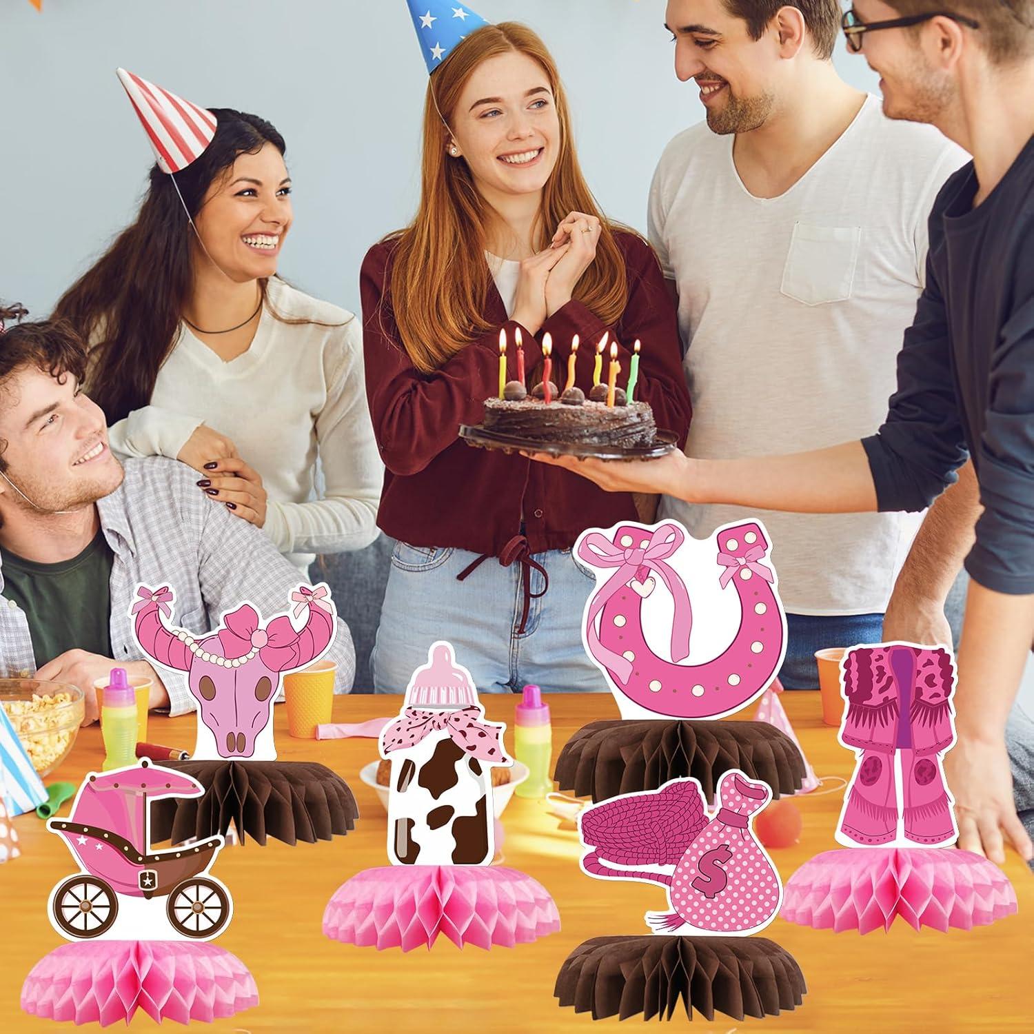 Centros de Mesa Honeycomb Vaquera Talorine 9 Piezas Rosa