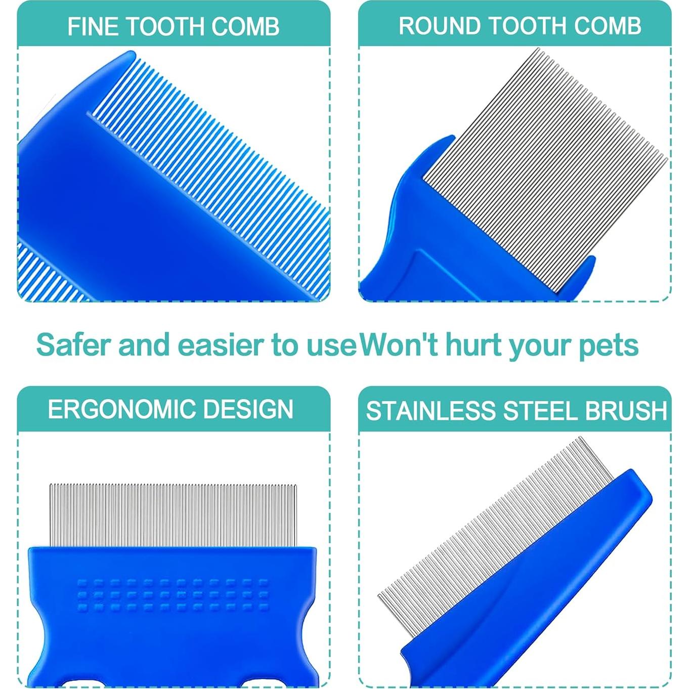Paquete de 5 Peines para Pulgas y Piojos Jigfew - Acero Inoxidable