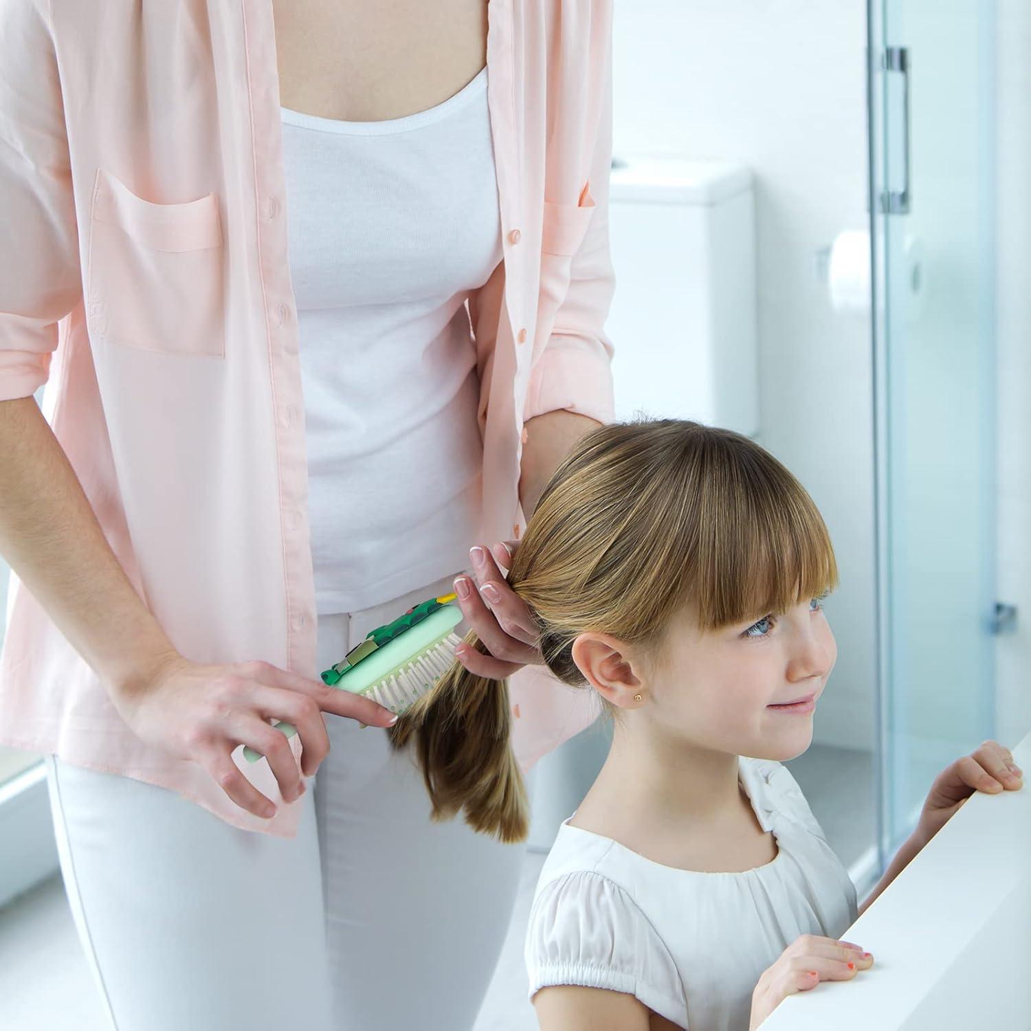 Cepillo Desenredante para Niños Dinatis Verde Mini 14cm