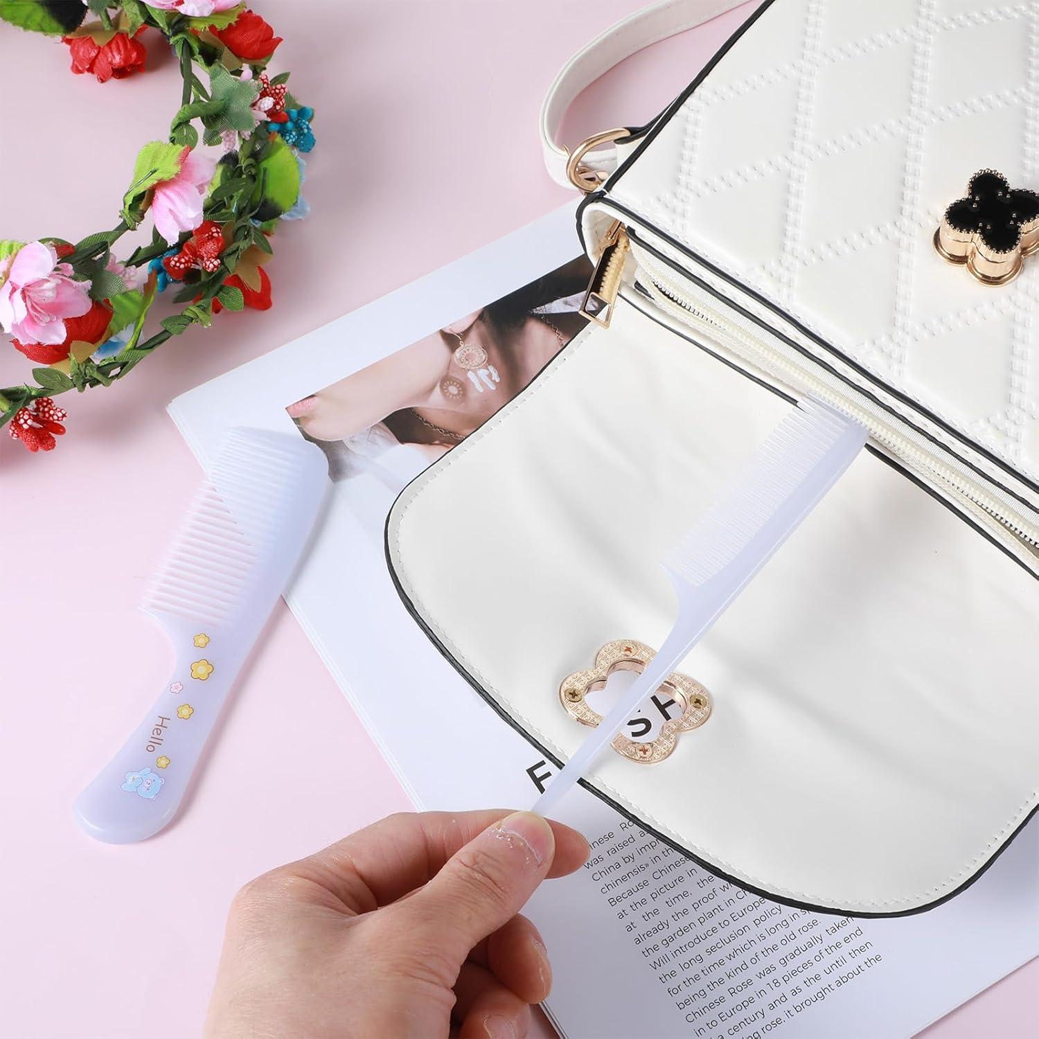 2 Pcs Small Cute Hair Comb Baby Comb Toddler Mini Set Fine Tooth Rat Tail Portable Anti-Static Plastic Hairdressing Gift Detangling Hairdressing Styling(Purple)