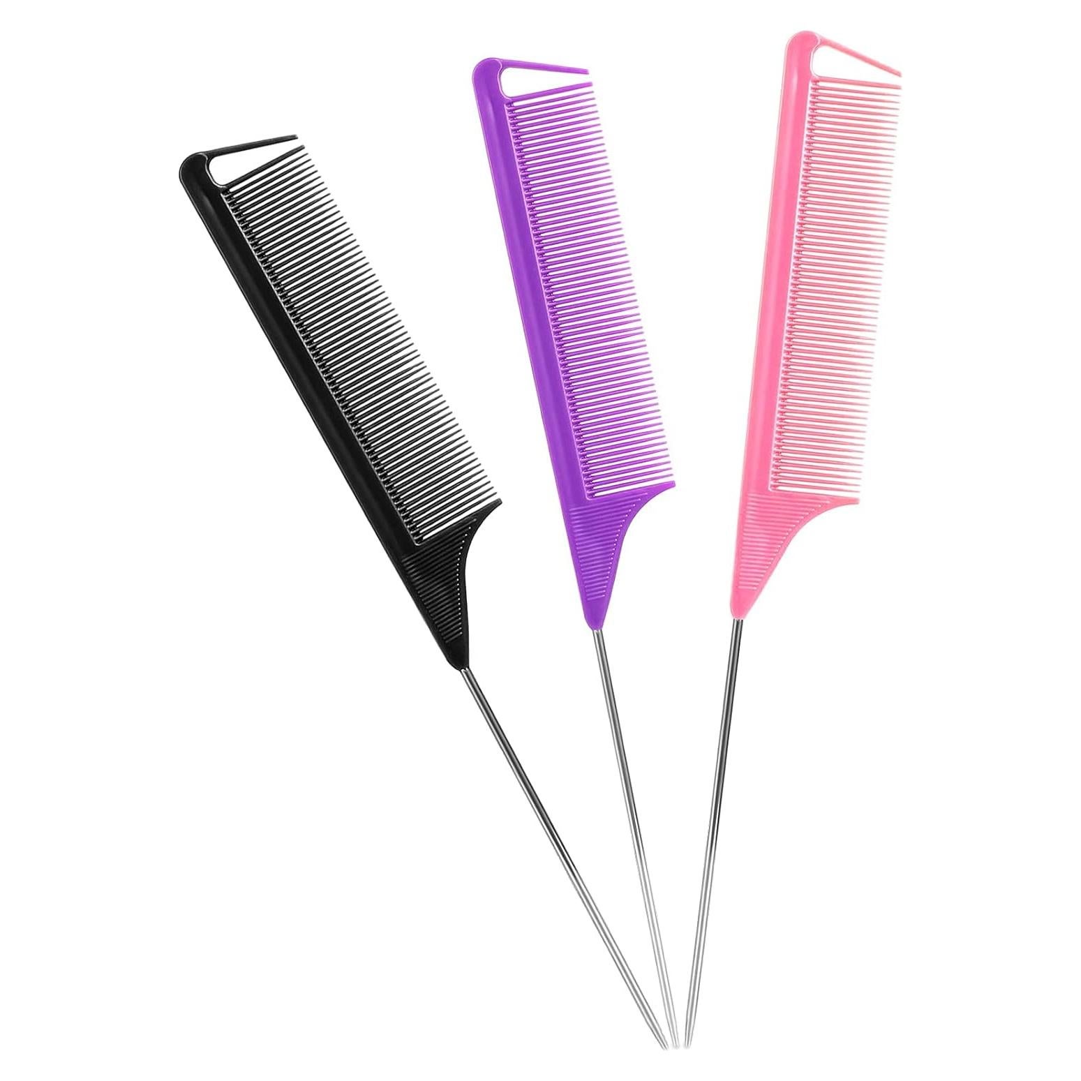 Juego de 3 Peines de Cola de Rata Kunihiko - Acero Inoxidable