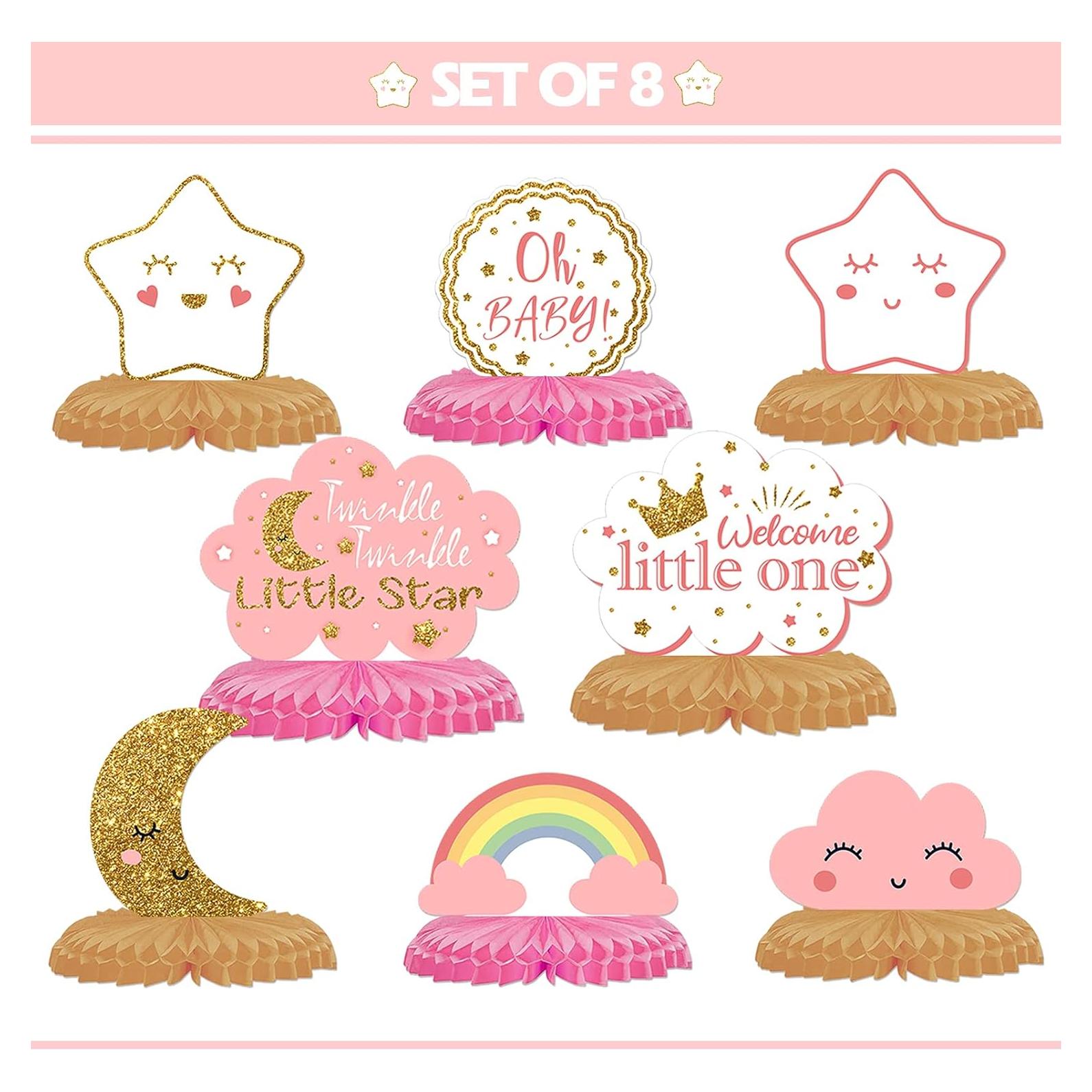 Centros de Mesa de Panal LINGTEER para Baby Shower - 8 Piezas