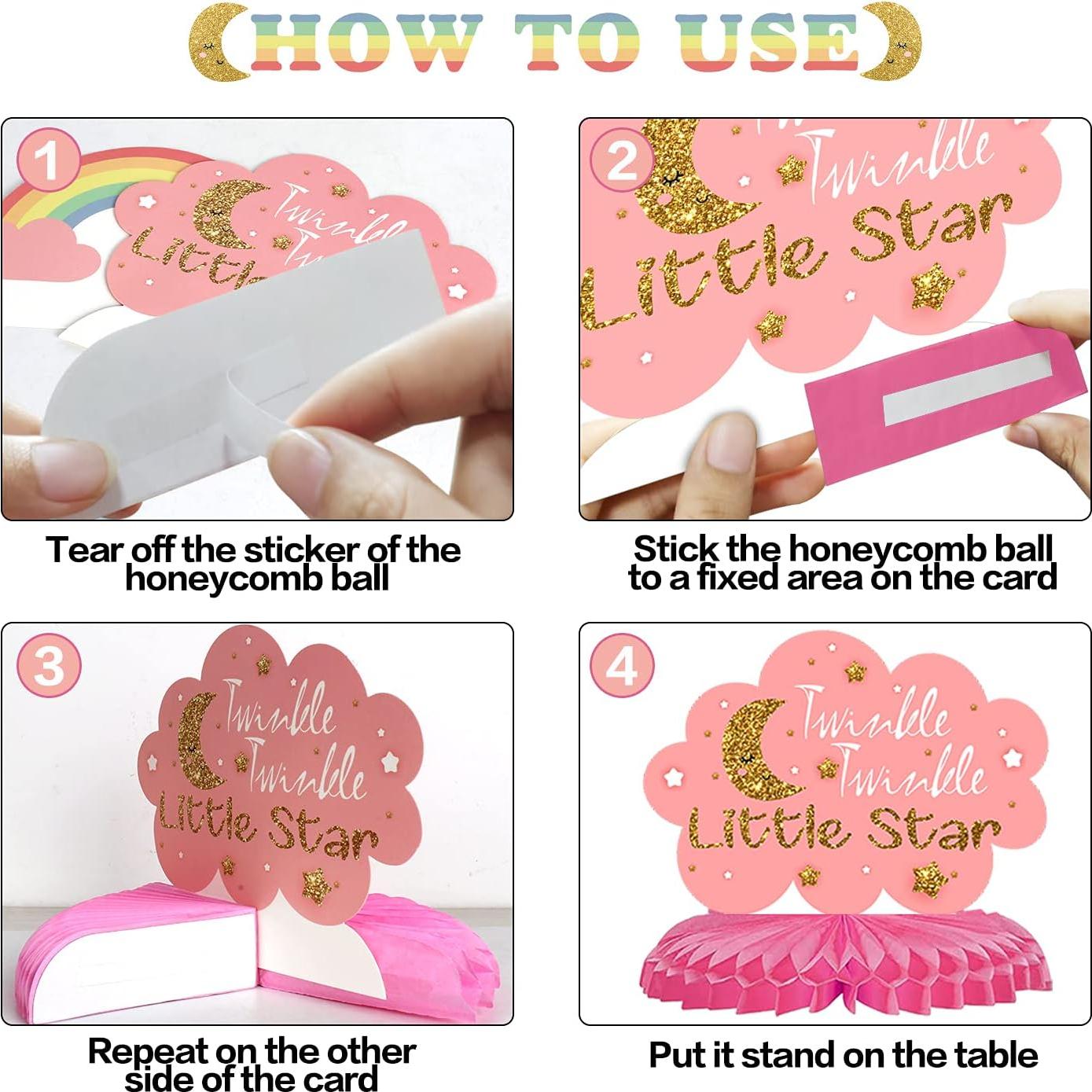 Centros de Mesa de Panal LINGTEER para Baby Shower - 8 Piezas