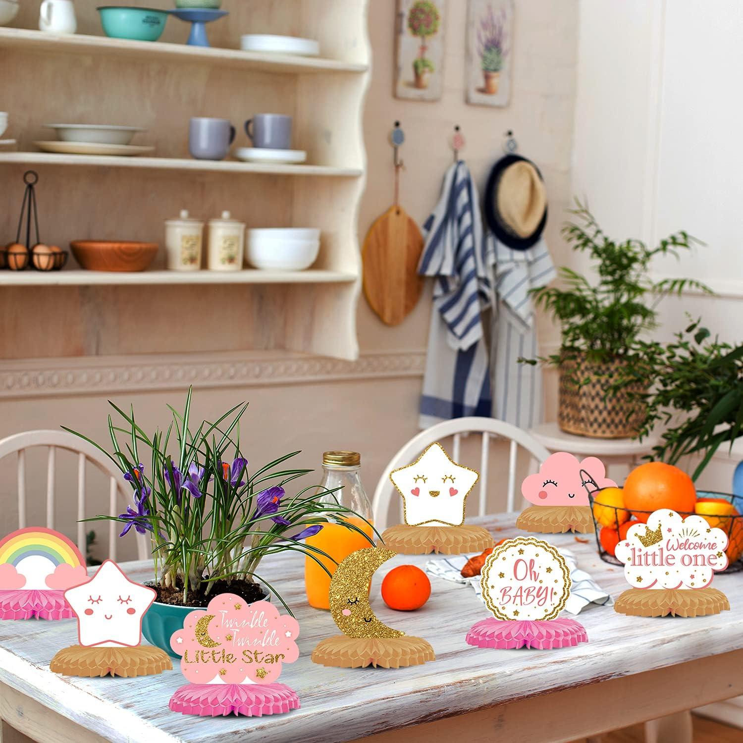 Centros de Mesa de Panal LINGTEER para Baby Shower - 8 Piezas