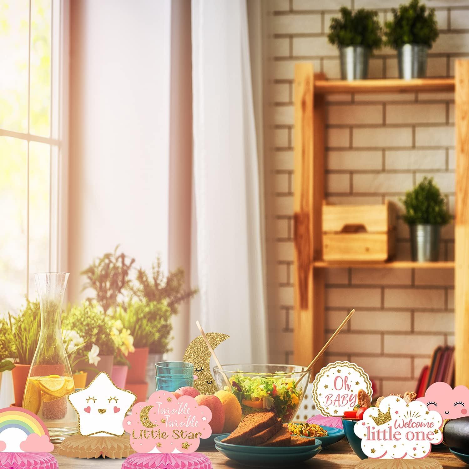 Centros de Mesa de Panal LINGTEER para Baby Shower - 8 Piezas