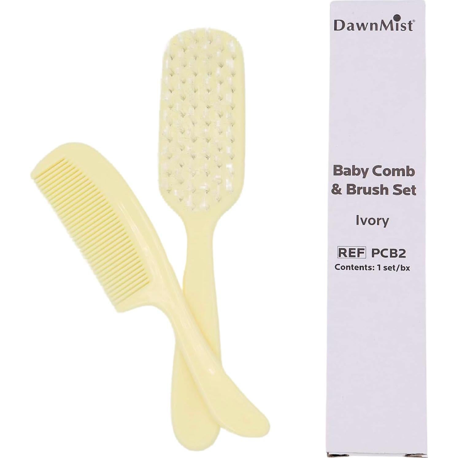 Juego de Peine y Cepillo para Bebés Dukal DawnMist - Marfil - 3 Piezas