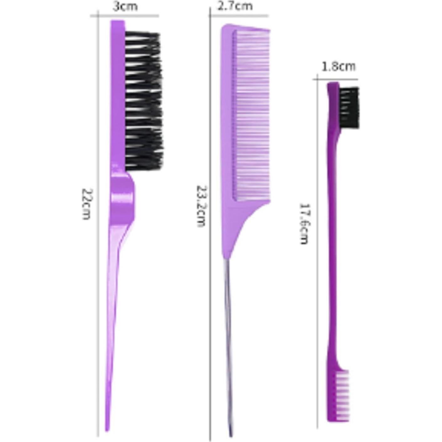 Juego de 3 Peines Morados - Peine Dientes Anchos y Cepillo Ventilado