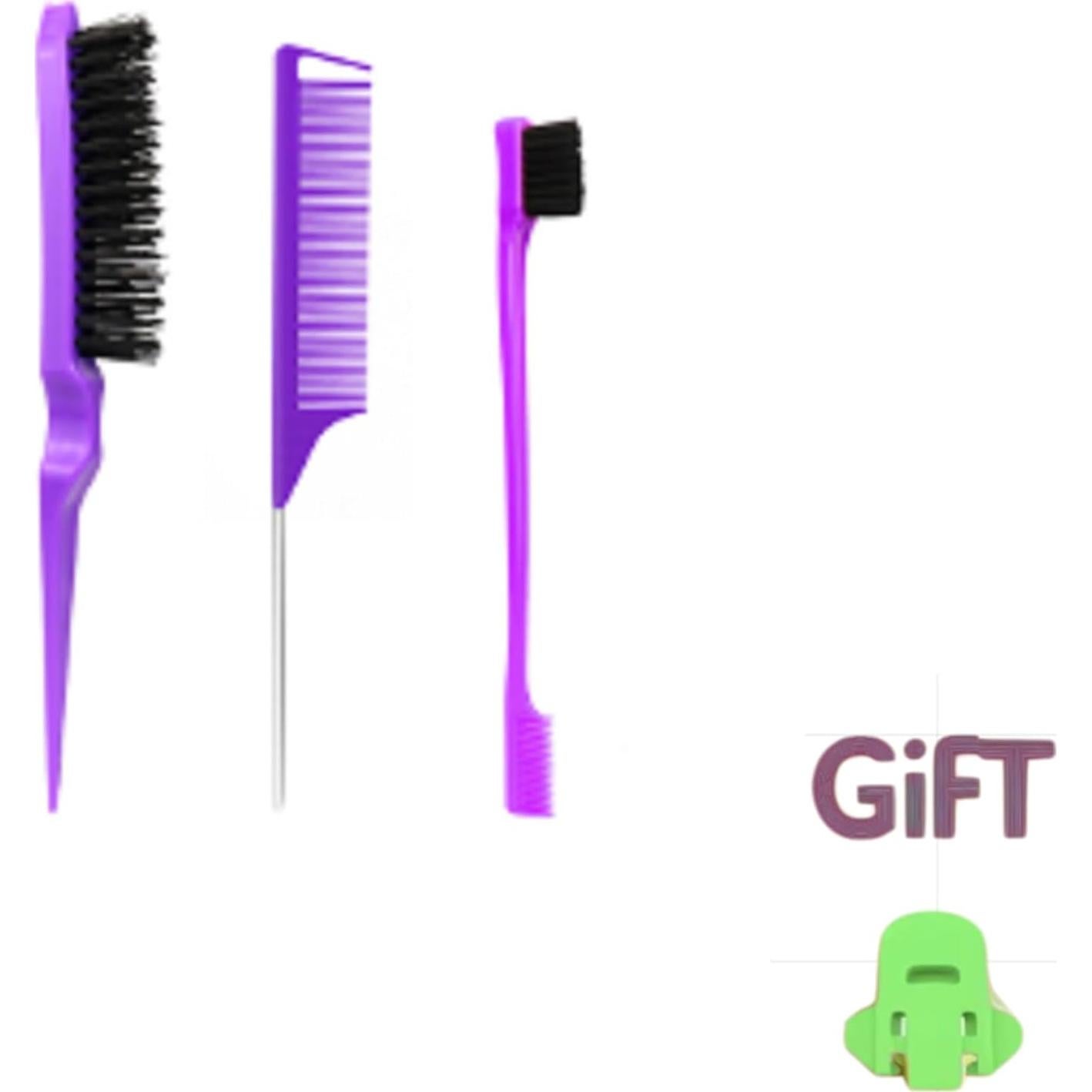 Juego de 3 Peines Morados - Peine Dientes Anchos y Cepillo Ventilado