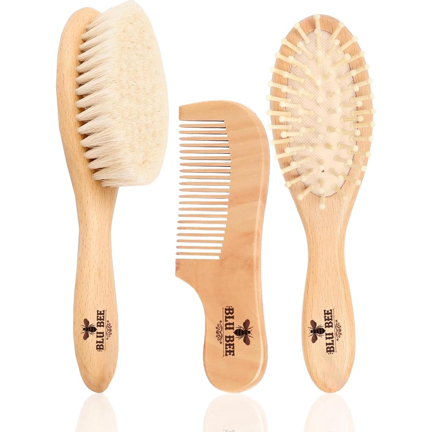 Conjunto Cepillo y Peine Madera The Hat Pros 3 en 1 Bebés
