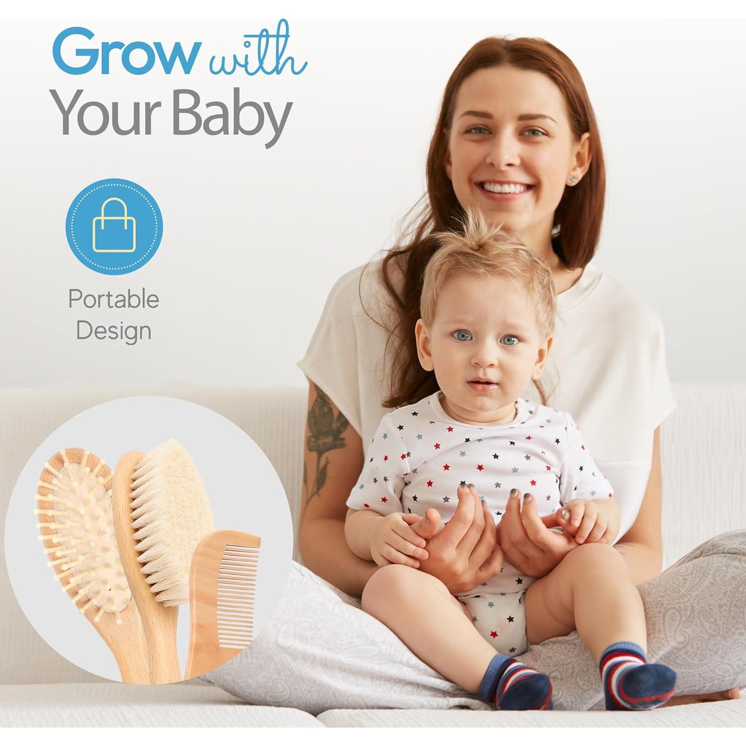 Conjunto Cepillo y Peine Madera The Hat Pros 3 en 1 Bebés