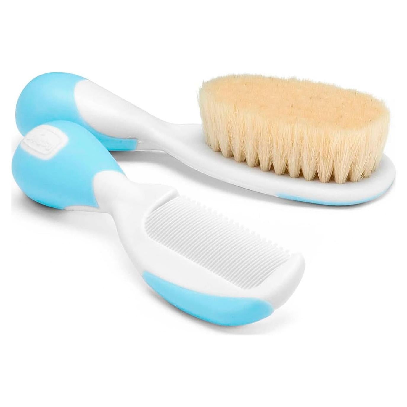 Cepillo y Peine Chicco Azul para Bebés - Fibras de Seda