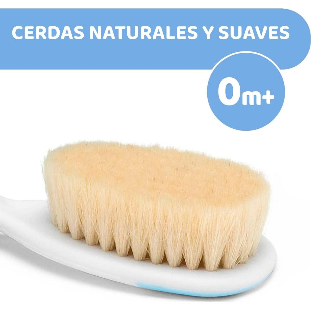 Cepillo y Peine Chicco Azul para Bebés - Fibras de Seda