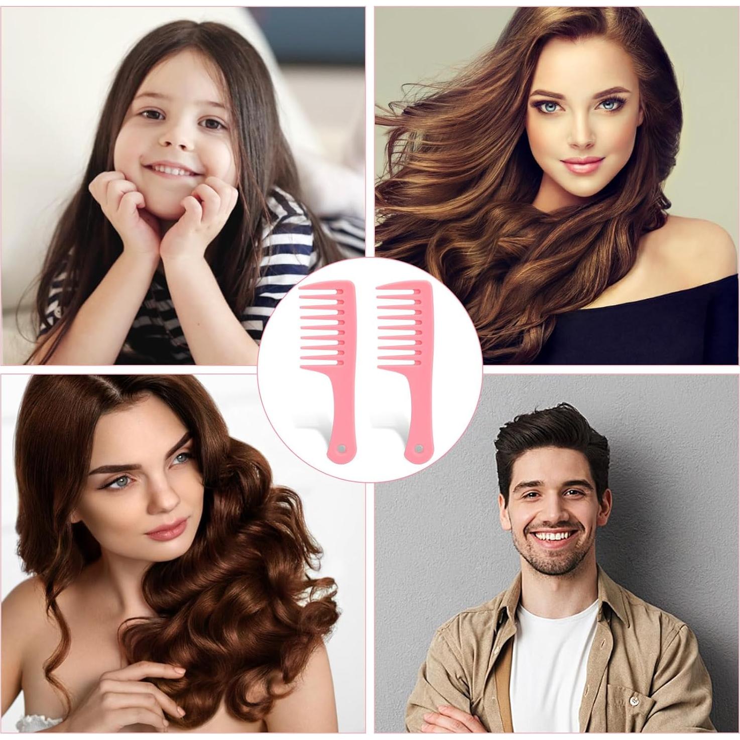 Mini Peines de Dientes Anchos MOZEAT LENS - 2 Pcs Rosa