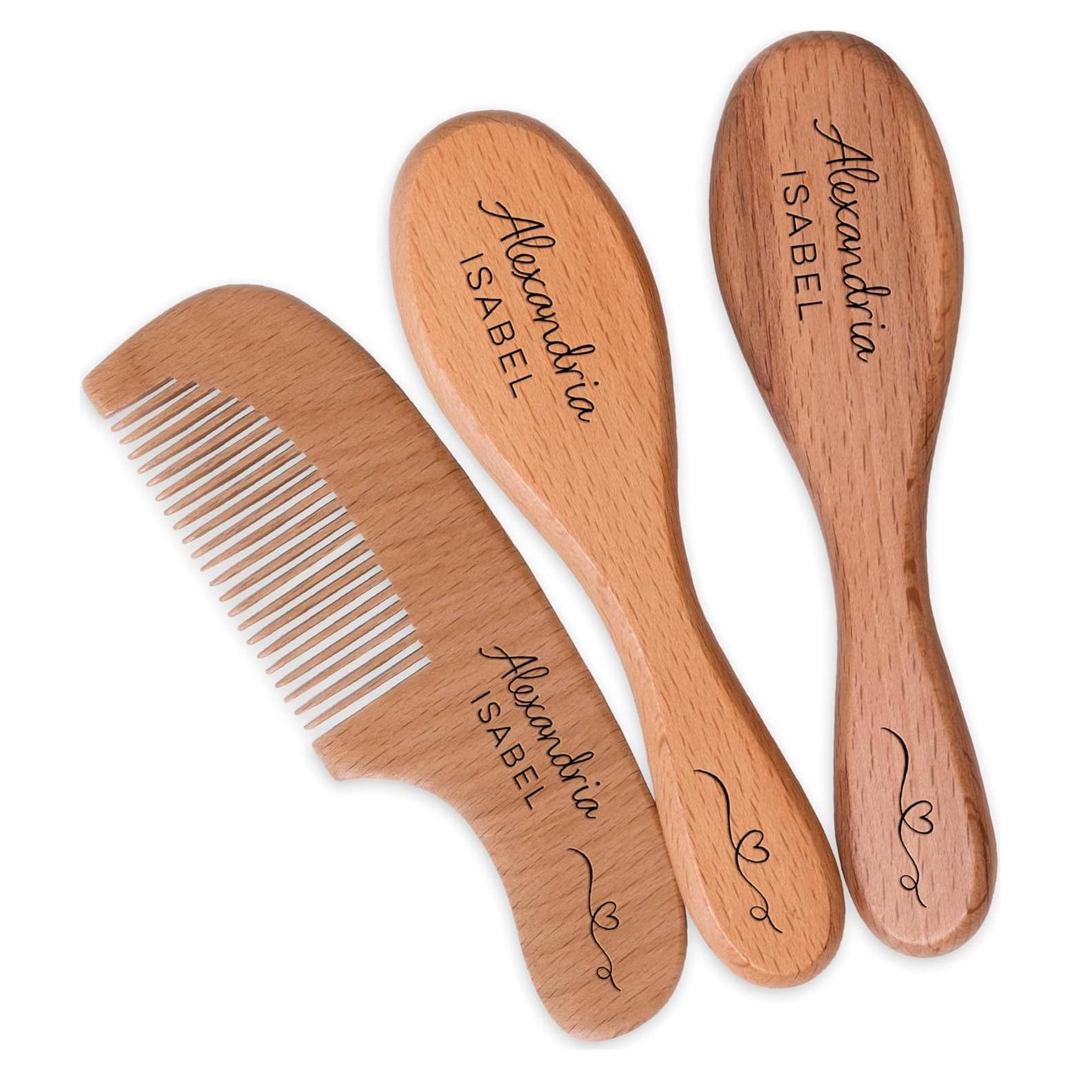 Juego de Cepillo y Peine de Madera Personalizado Kaira