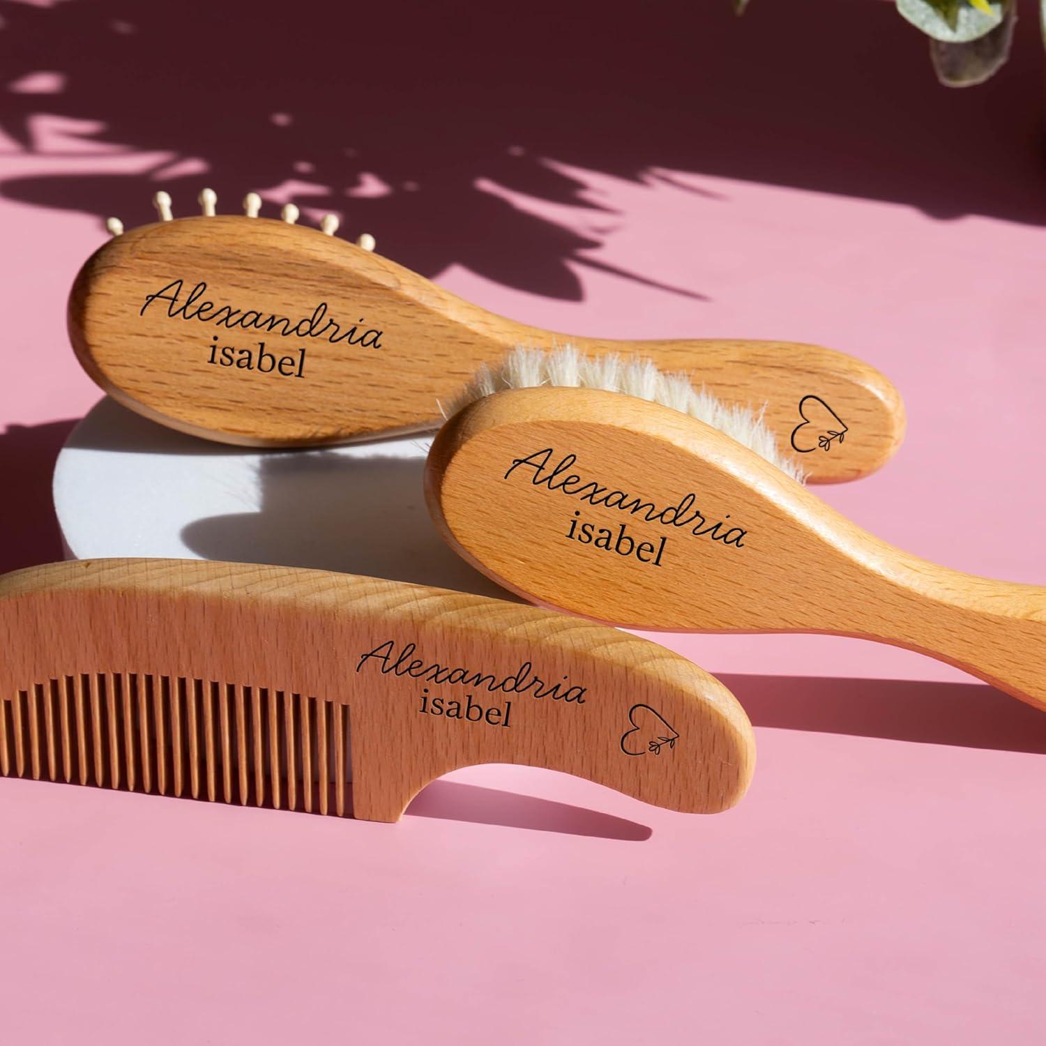 Juego de Cepillo y Peine de Madera Personalizado Kaira