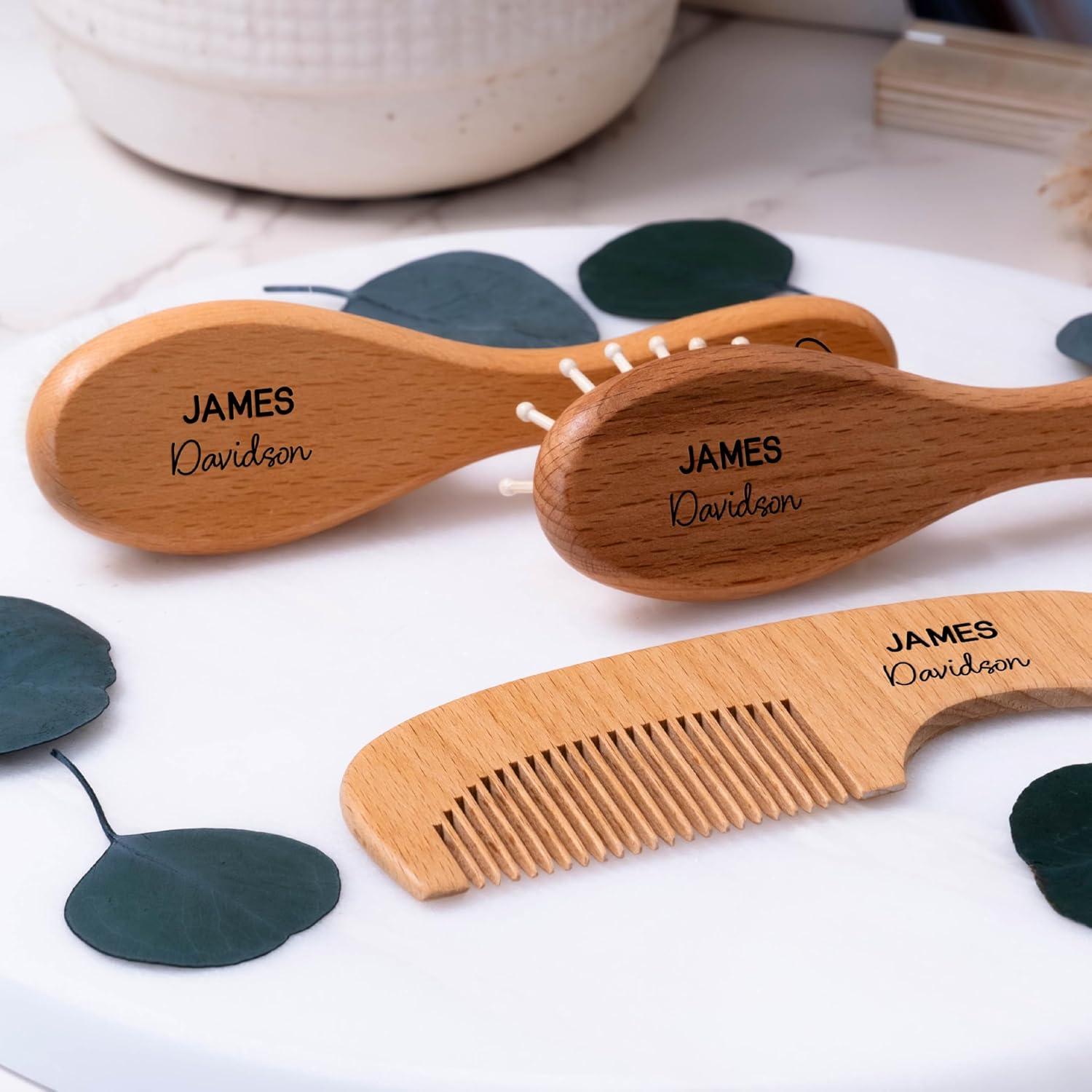 Juego de Cepillo y Peine de Madera Personalizado Kaira