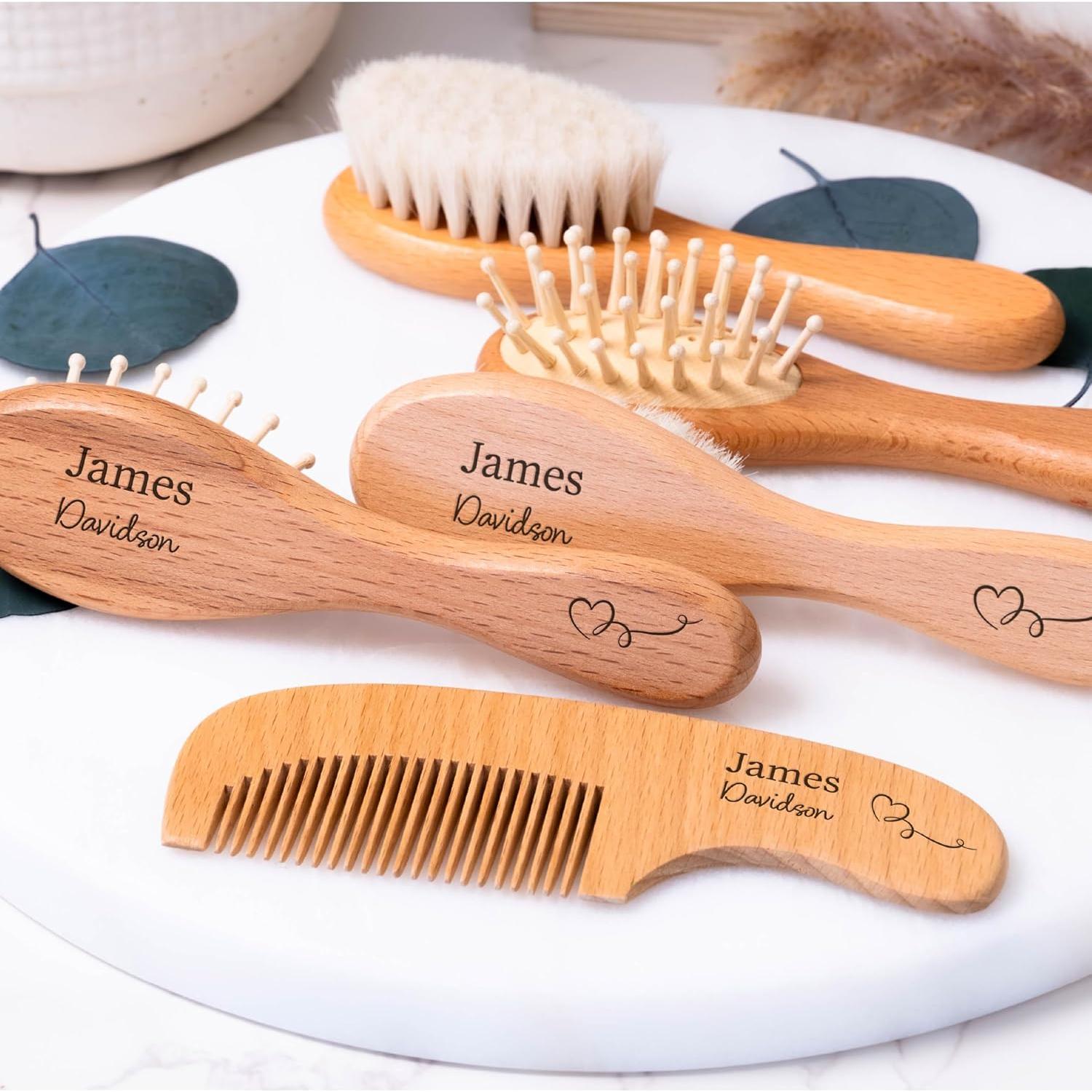 Juego de Cepillo y Peine de Madera Personalizado Kaira