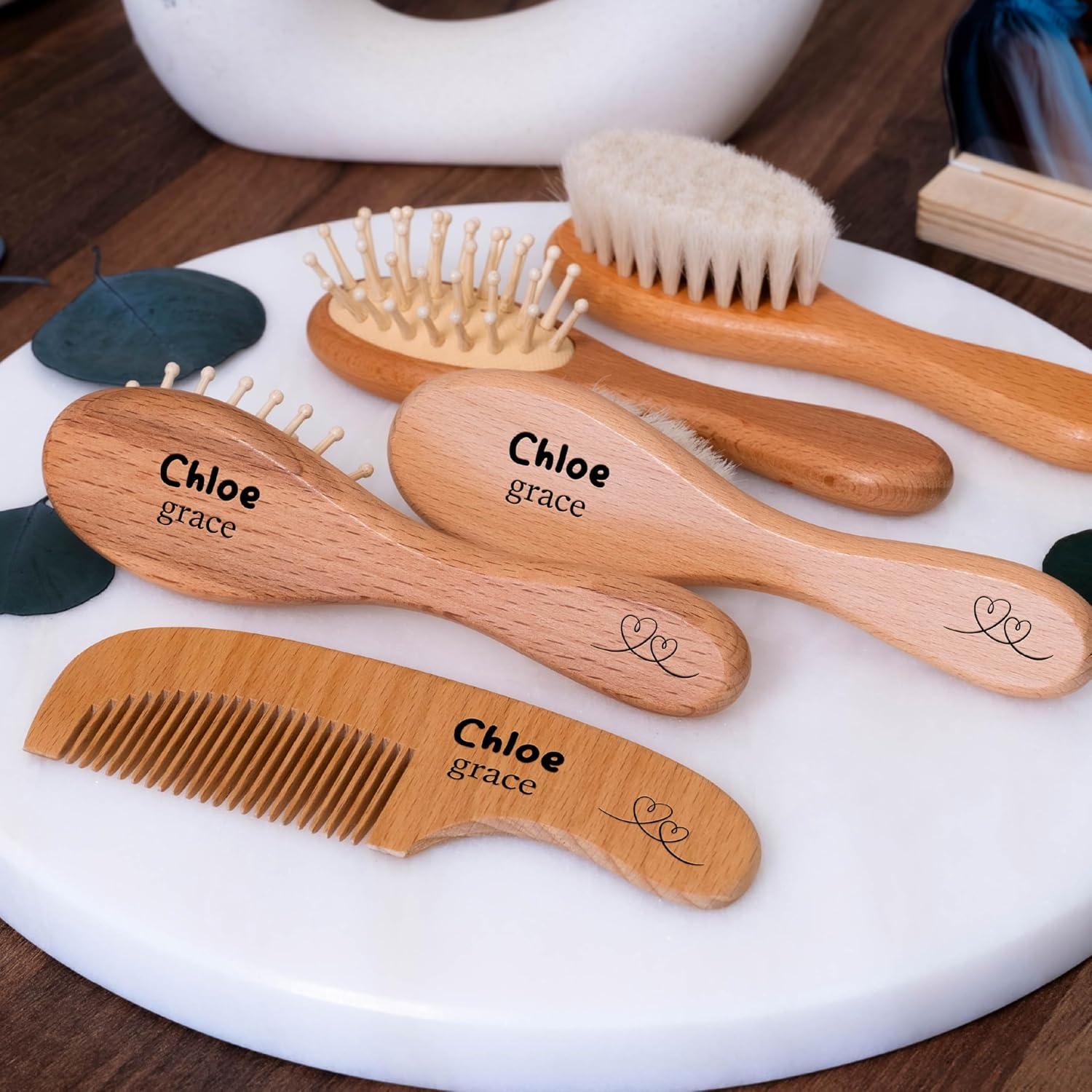 Juego de Cepillo y Peine de Madera Personalizado Kaira