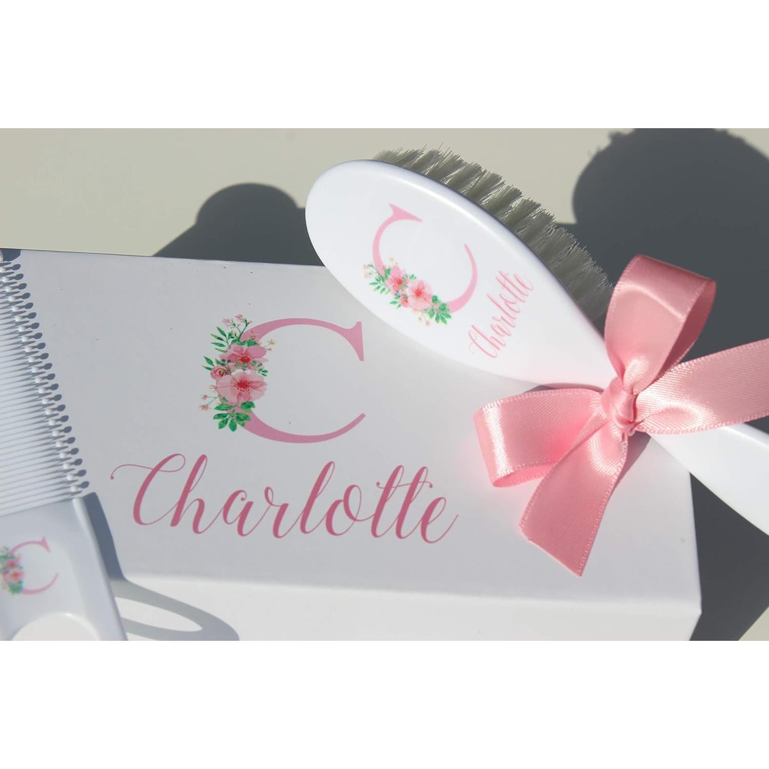 Juego de Cepillo y Peine Personalizado Forever Rosa Bebé