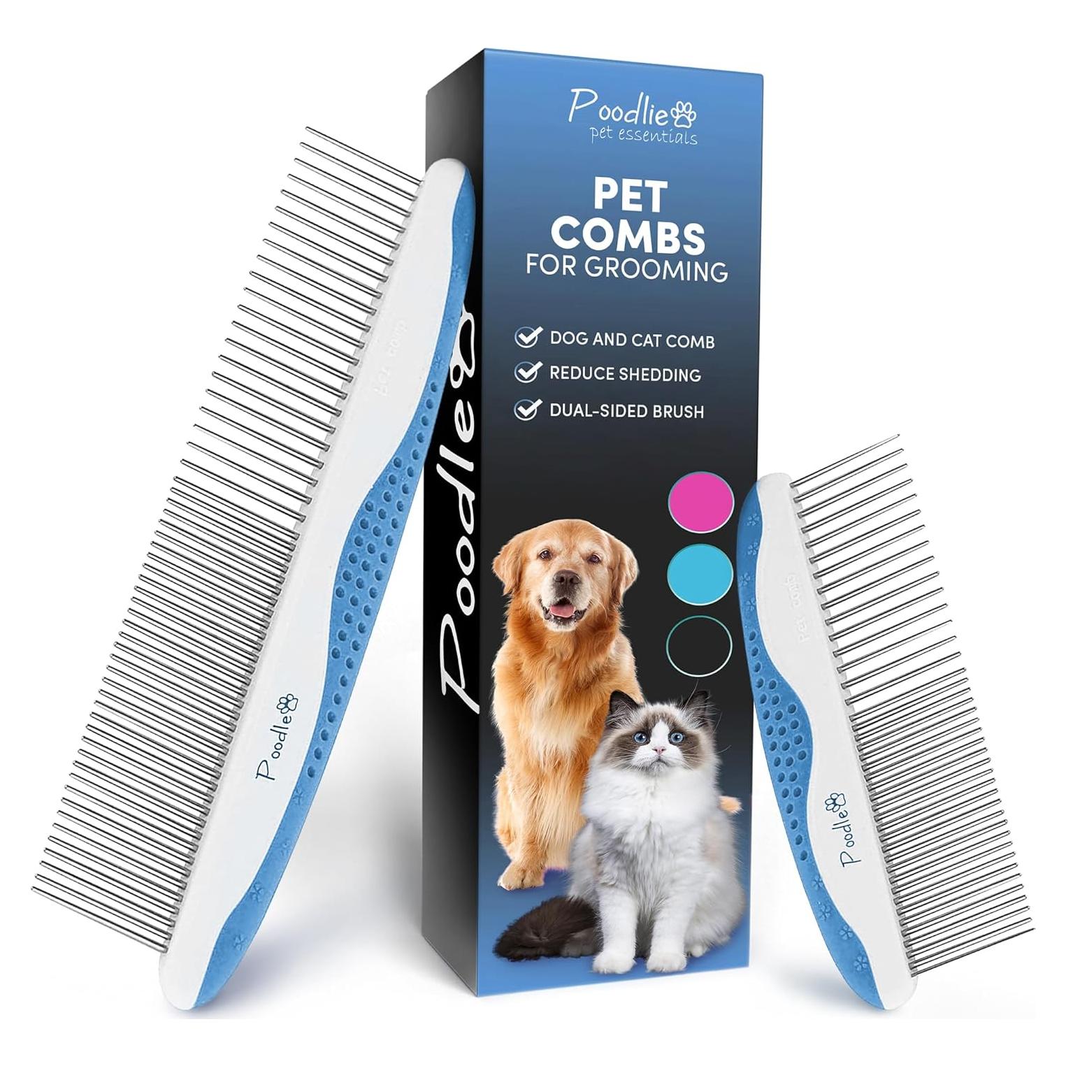 Peines para Perros Poodle Poodlie - 2 Paquete Acicalamiento Azul