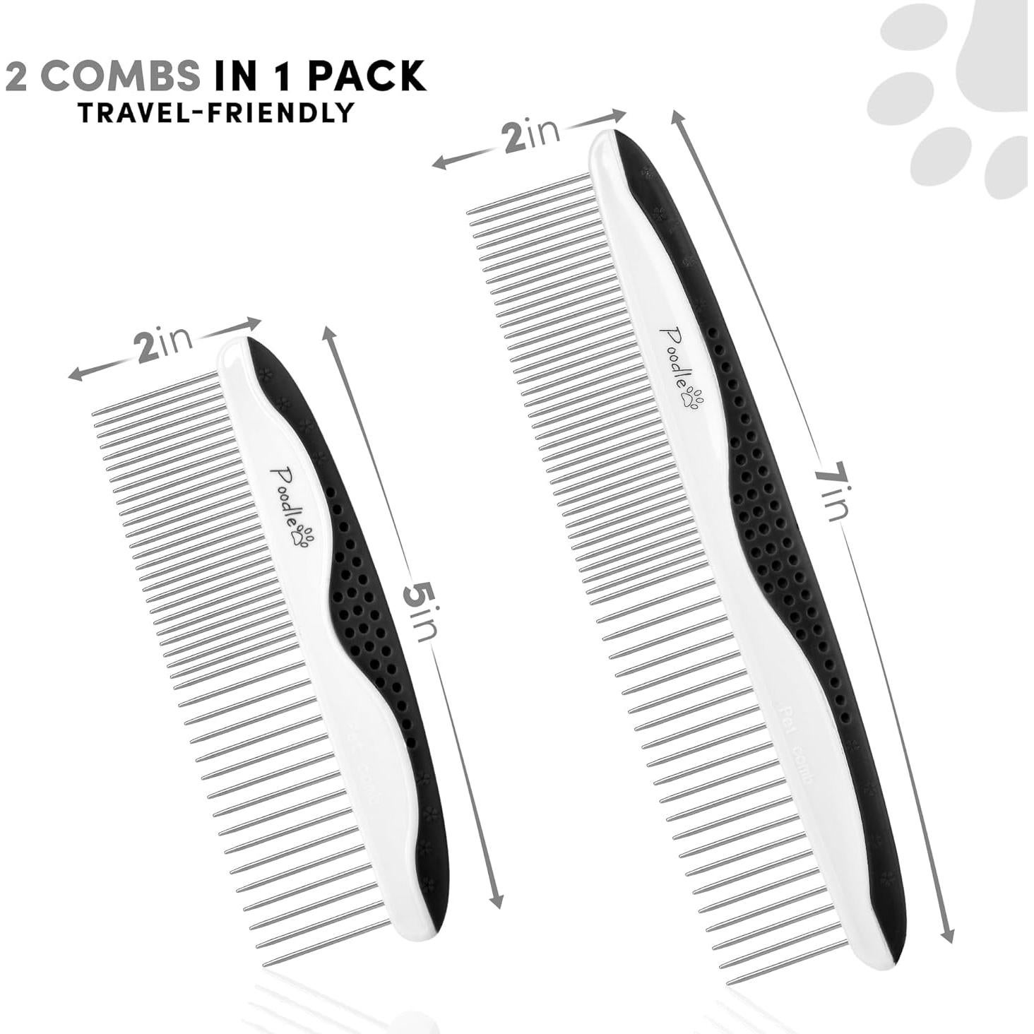 Peines para Perros Poodle Poodlie - 2 Paquete Acicalamiento Azul