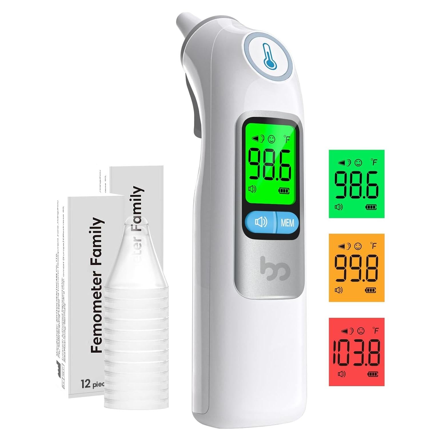 Termómetro de oído Femometer Family DET-1015, 30 memorias, 1s