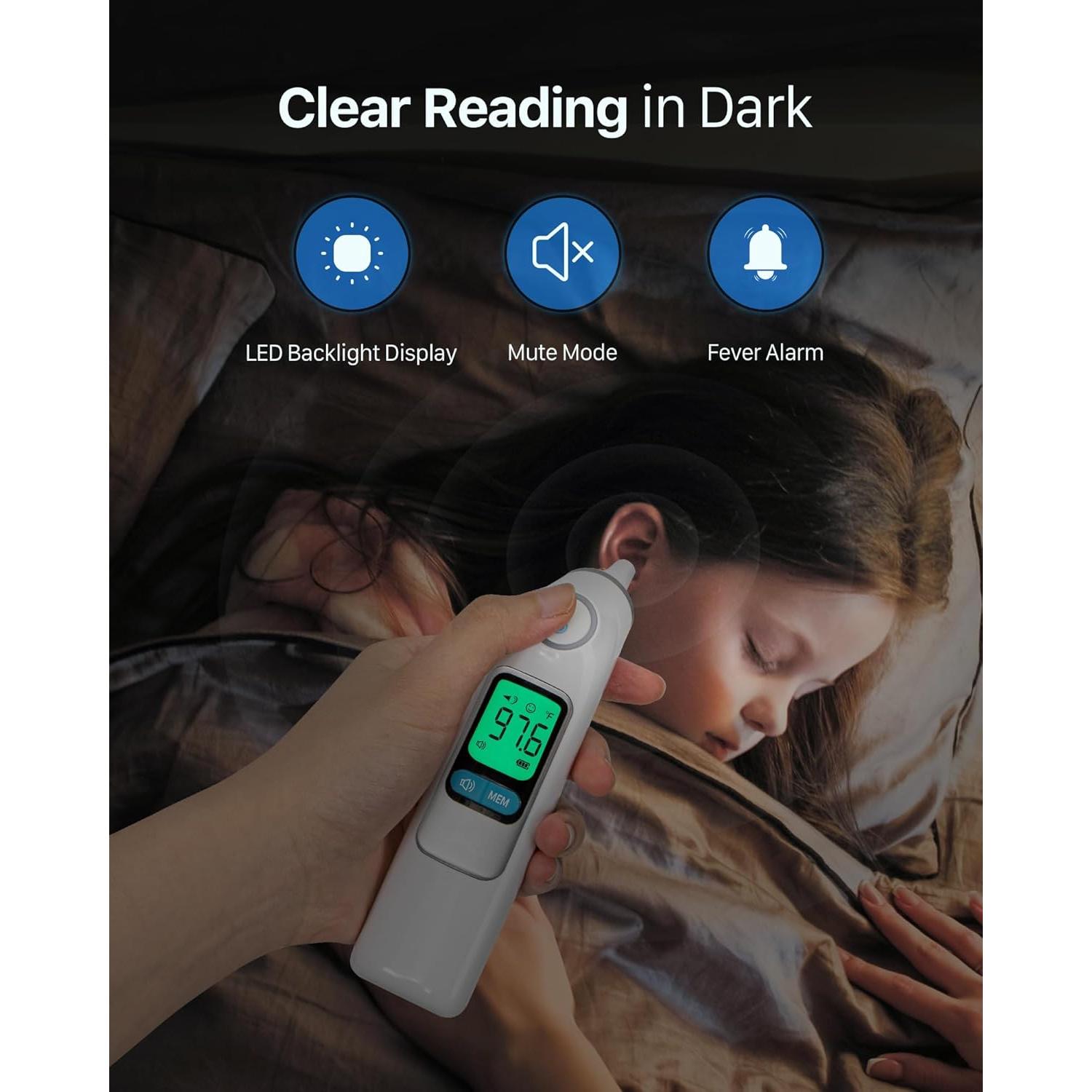 Termómetro de oído Femometer Family DET-1015, 30 memorias, 1s