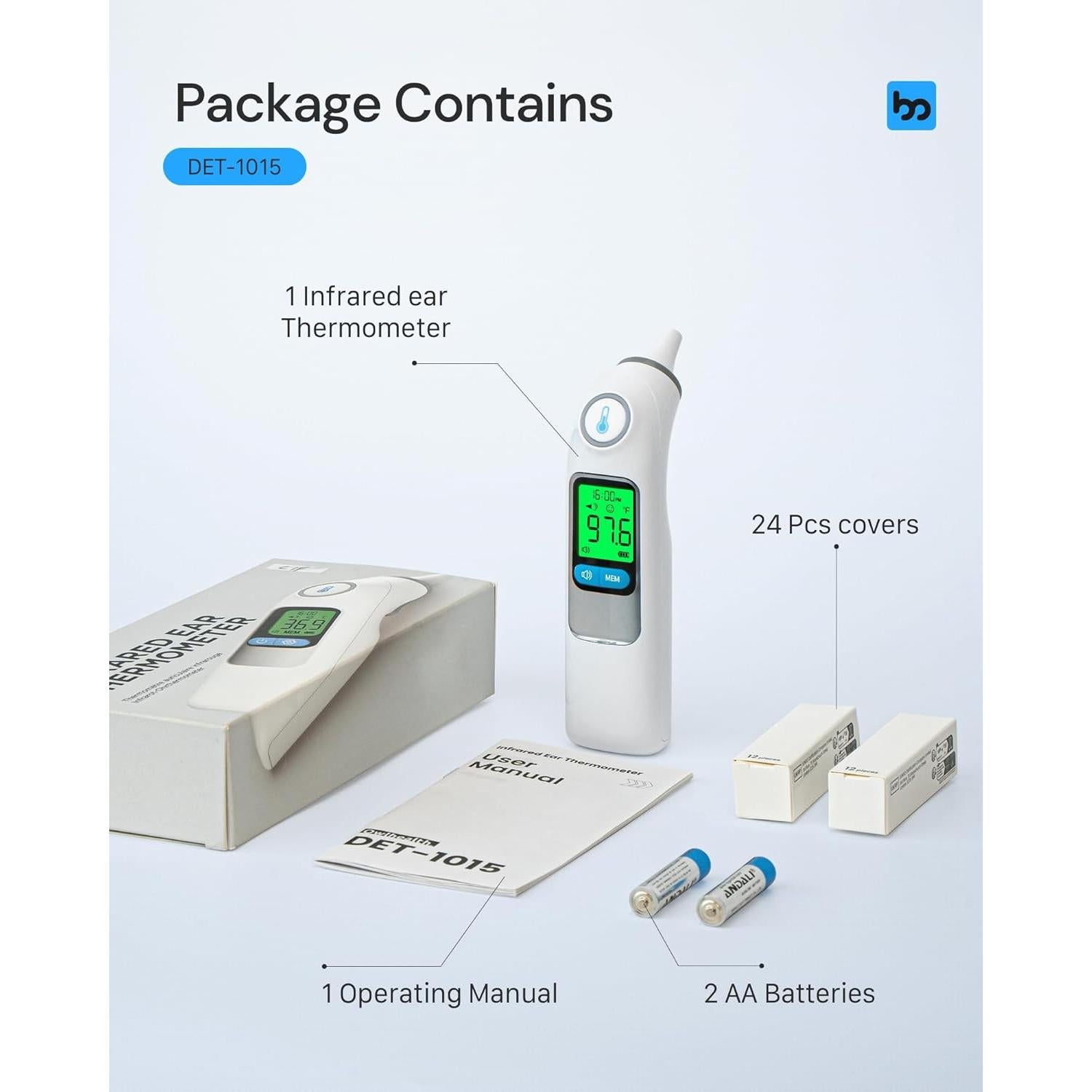 Termómetro de oído Femometer Family DET-1015, 30 memorias, 1s