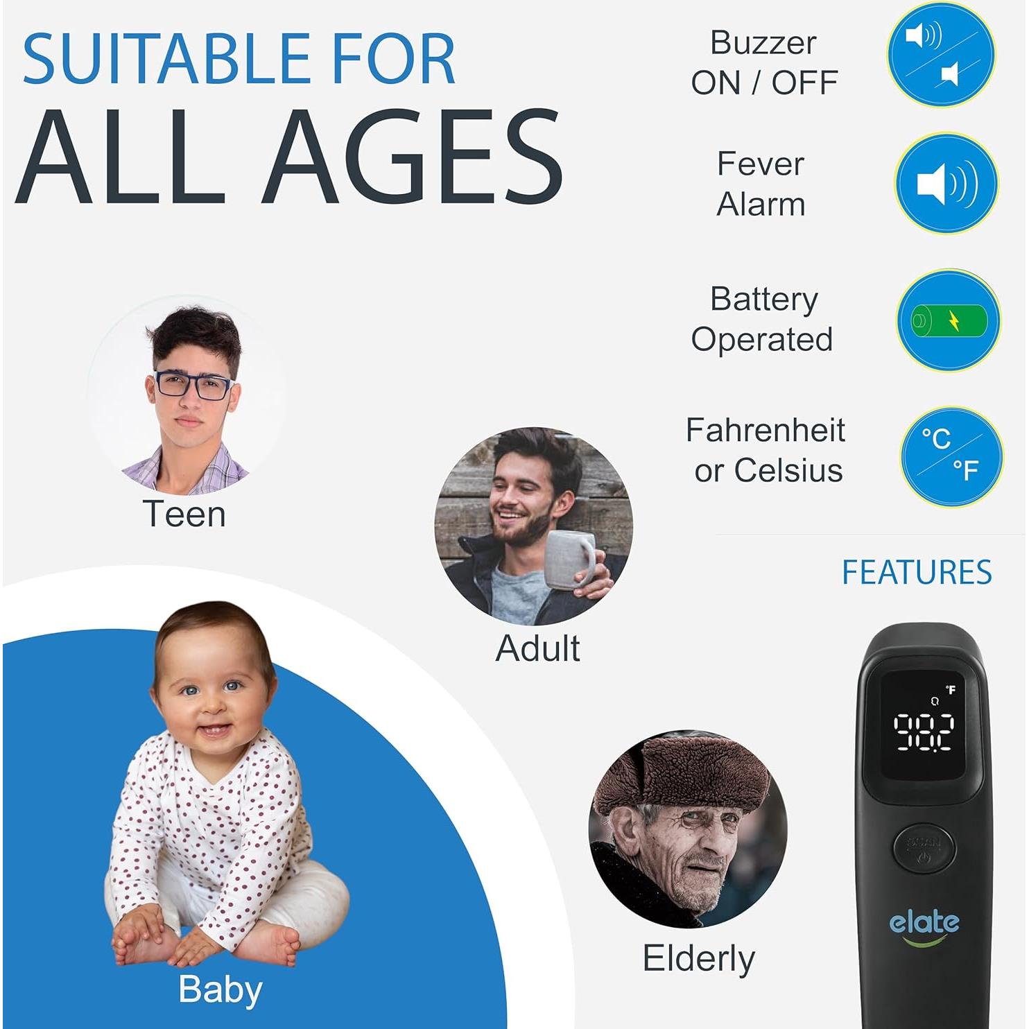 Termómetro Digital Sin Contacto Elate AL2 para Adultos y Niños