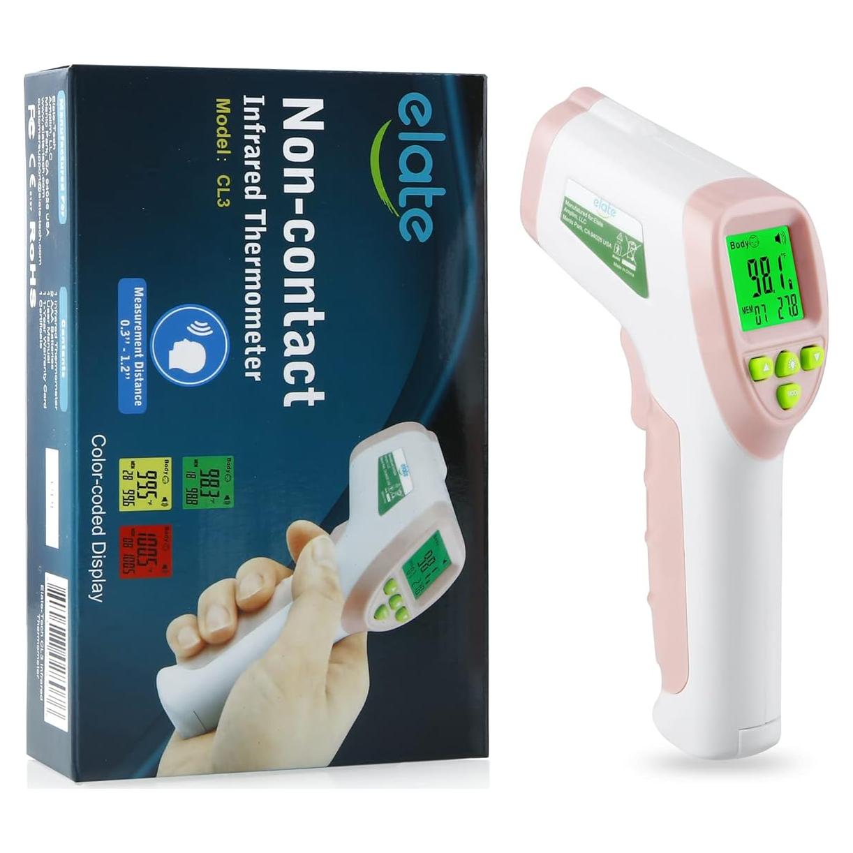 Termómetro Digital Infrarrojo Elate Rosa Sin Contacto Grado Médico